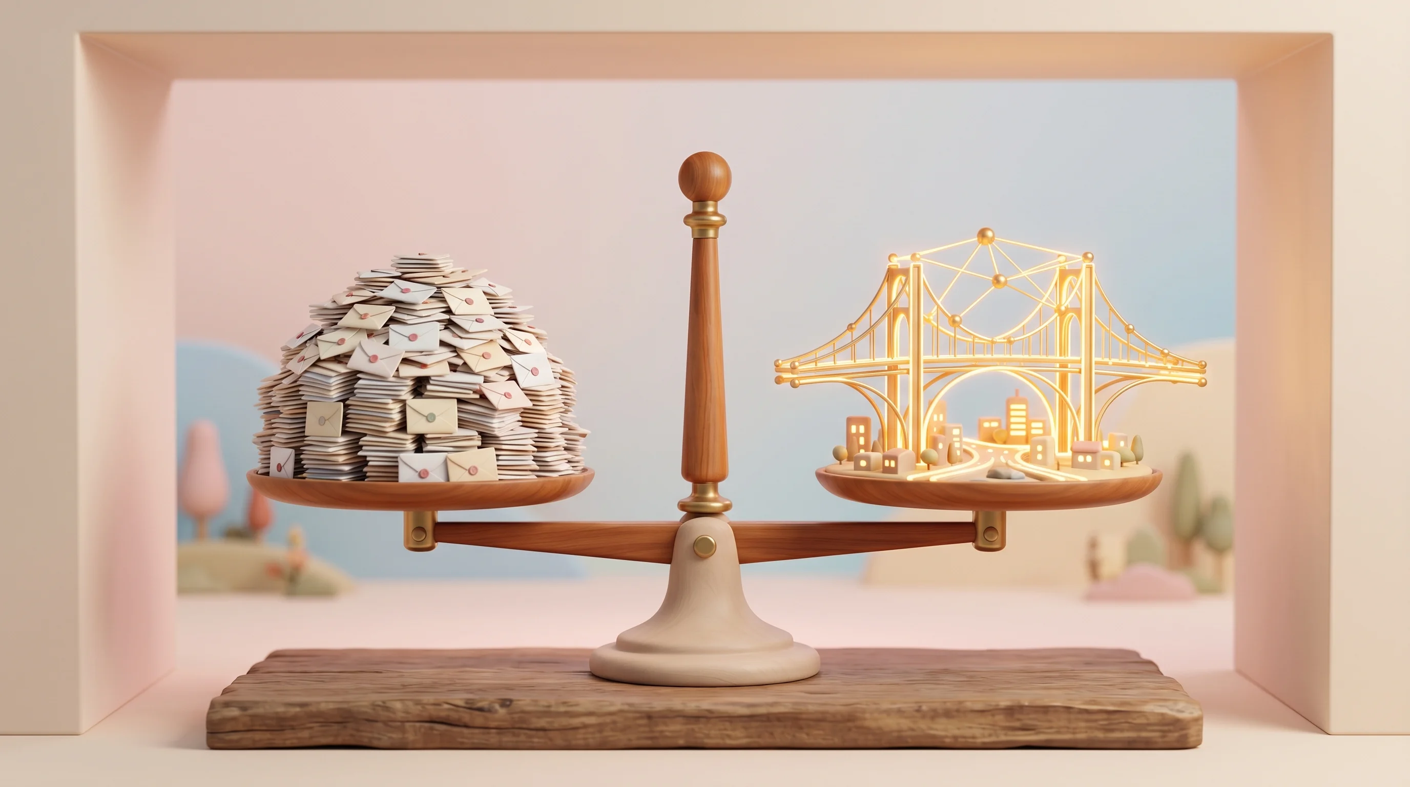 Digital illustration for article section "The Bet Both Sides Are Making" in "Y Combinator's India Bet: 25,000 Applications Signal Startup Shift" - A conceptual 3D miniature diorama representing a high-stakes calculation and global venture capital ...