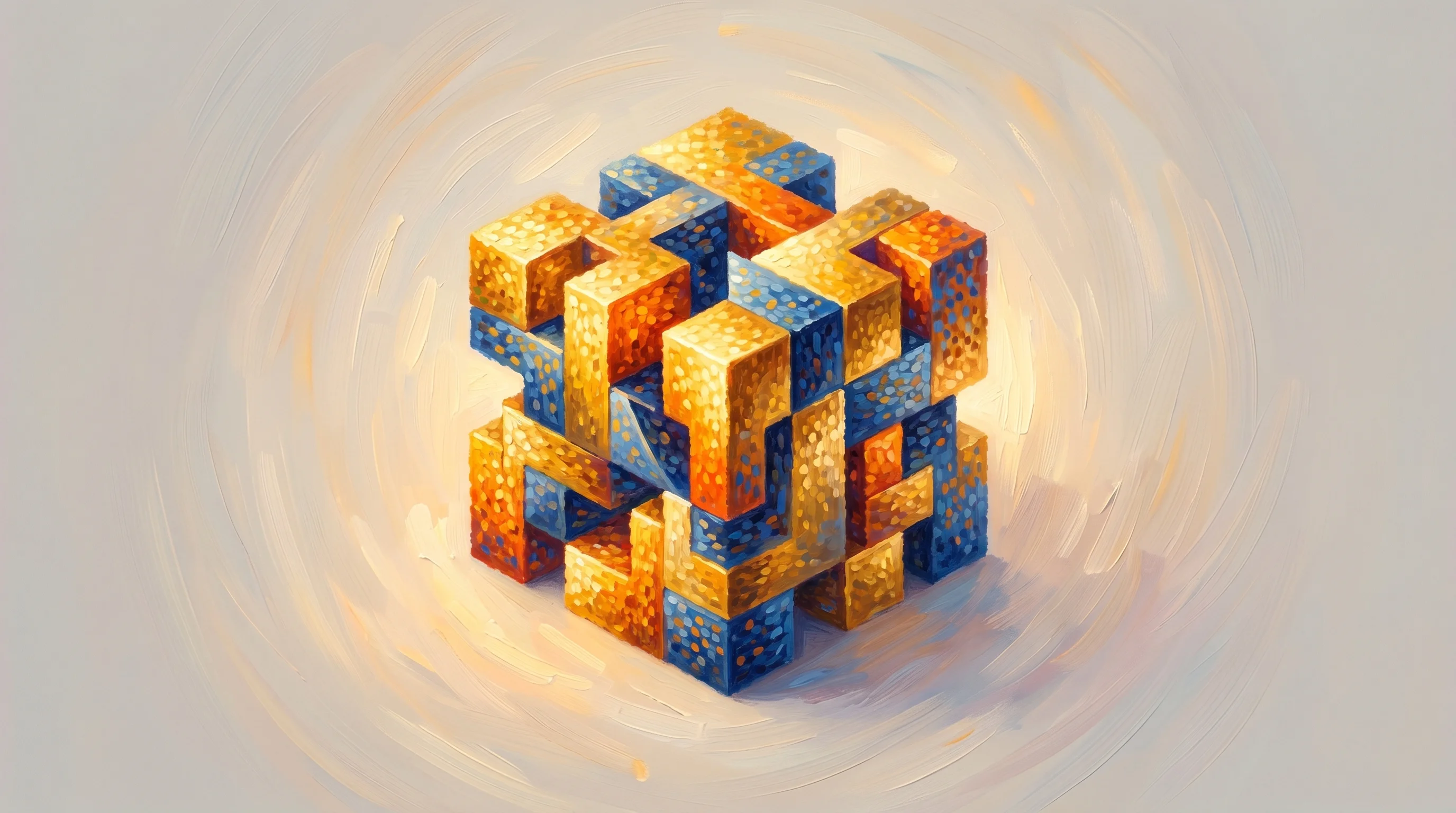 Digital illustration for article section "A patchwork of capital" in "eleQtron Raises $67M Series A for Subscription Quantum Computing" - A clean, minimal, and conceptual representation of a "patchwork of capital," featuring a single eleg...