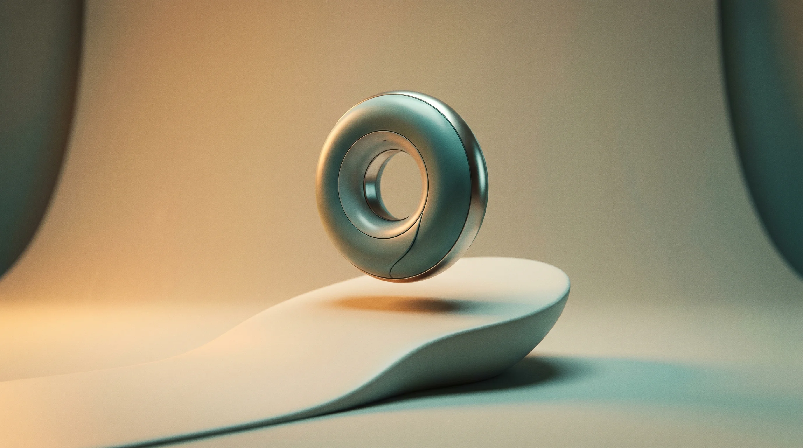 Digital illustration for article section "The Wild Cards" in "The Race to Reinvent MRI: How Affordable Scanning Could Save Lives" - A conceptual, sleek, and minimalist representation of a reimagined, compact mobile MRI ring floating...