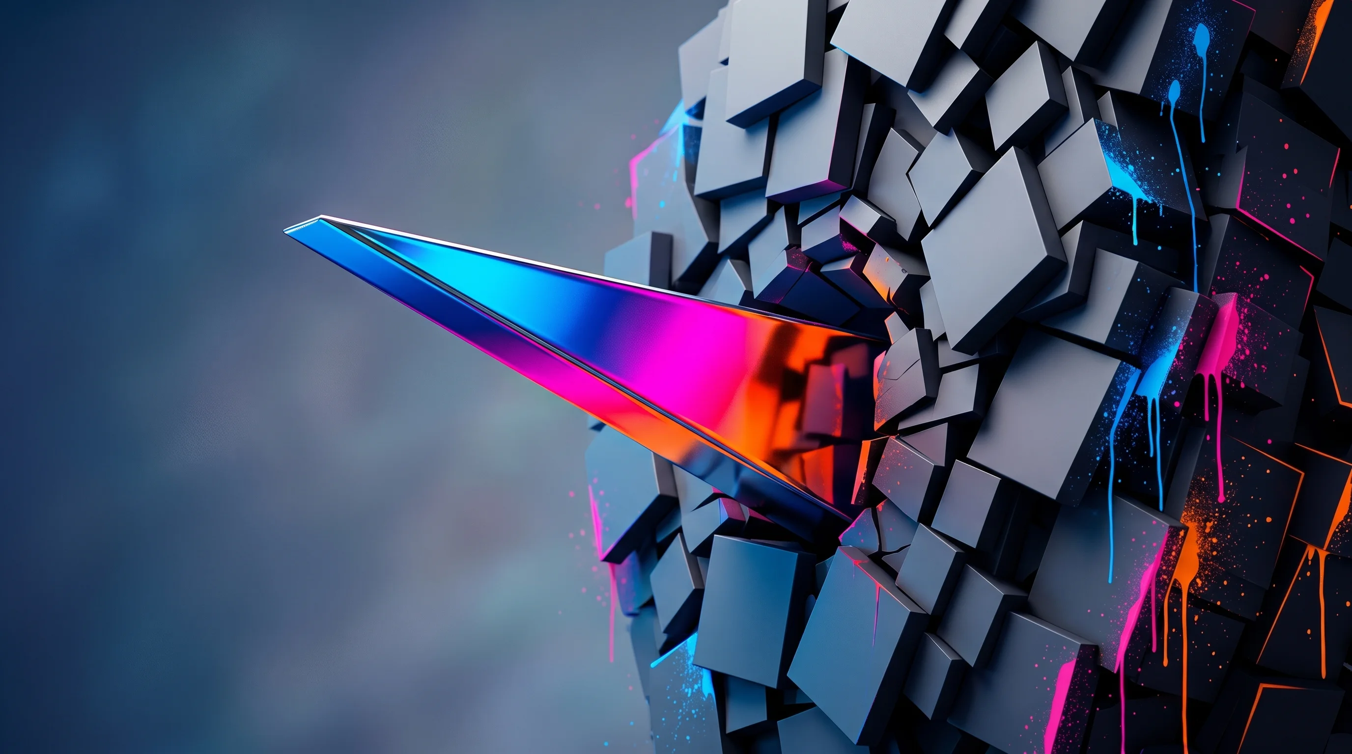 Digital illustration for article section "A Crowded Market, a Narrow Wedge" in "YC's Ara Turns Text Messages Into Live Websites in 30 Seconds" - A conceptual, modern minimalist composition featuring a single, sharp, highly polished geometric wed...