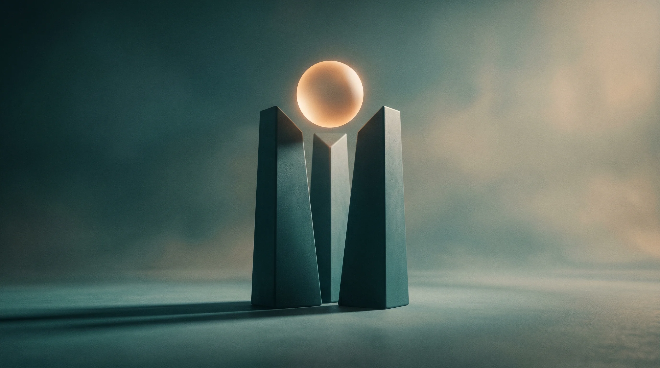 Digital illustration for article section "The System, Explained" in "IronSource Founders' AI Startup ZyG Hits $500M Valuation in Series A" - A clean and minimalist conceptual image representing a three-part business system of validation, exe...