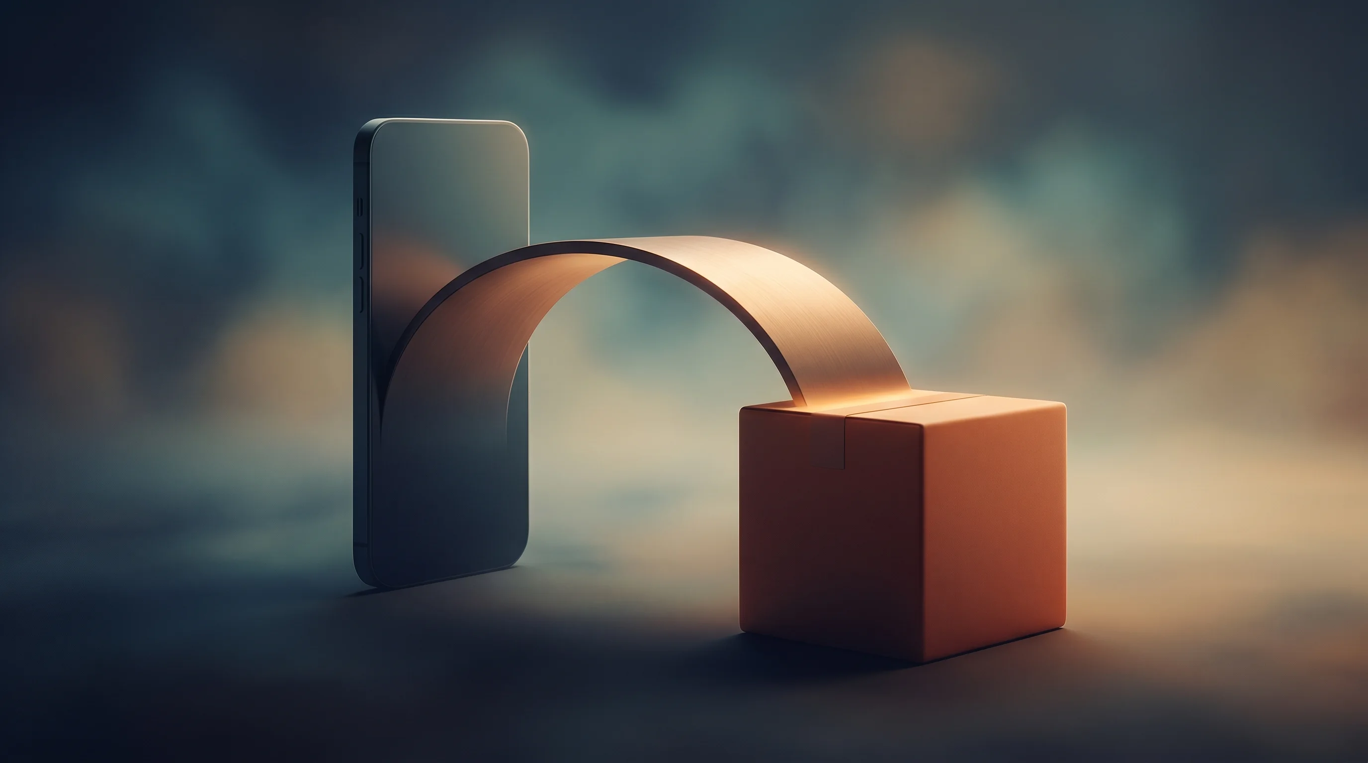 Digital illustration for article section "What Execution Looks Like from Here" in "IronSource Founders' AI Startup ZyG Hits $500M Valuation in Series A" - A minimalist and conceptual visual depicting the strategic leap from mobile ecosystems to DTC e-comm...