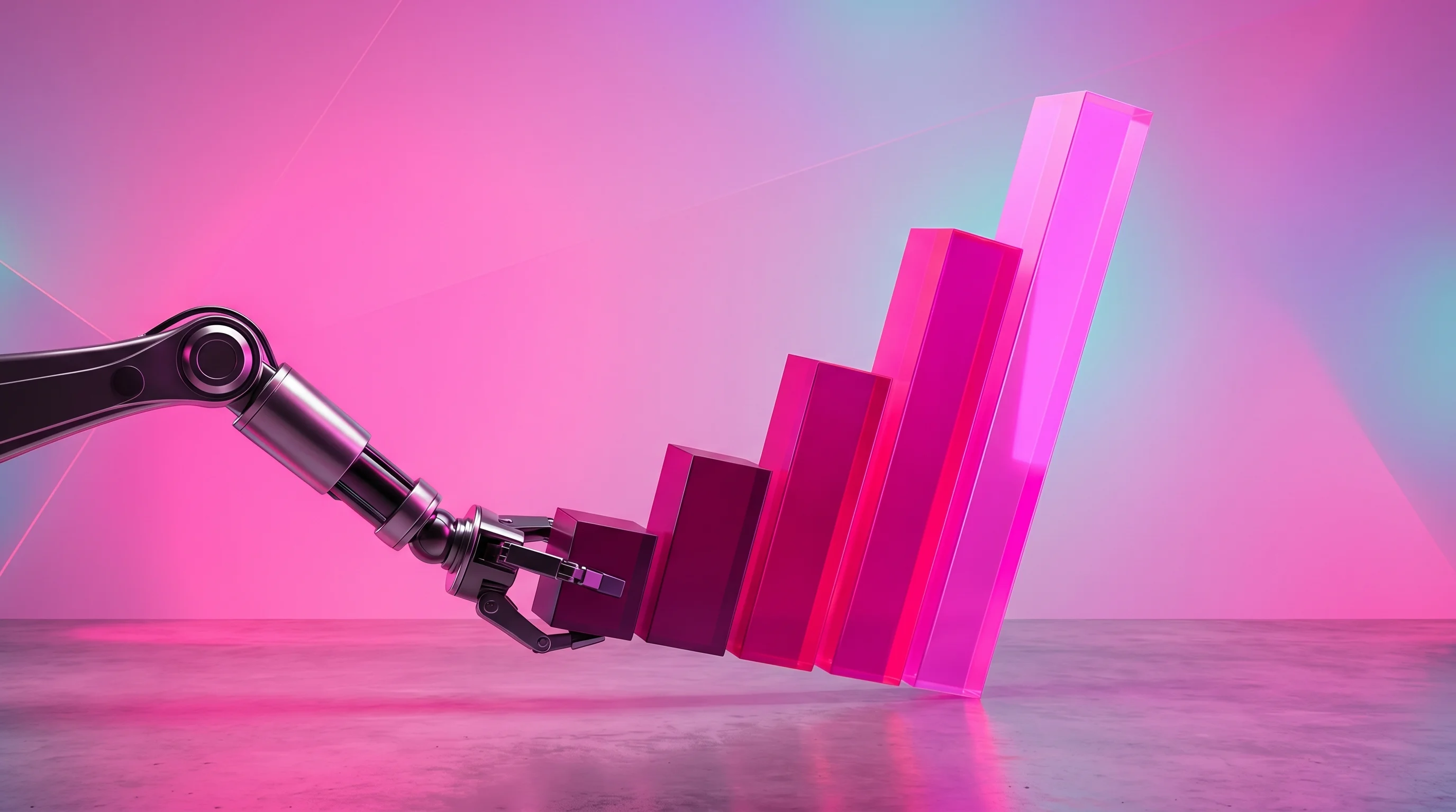 Digital illustration for article section "Early Numbers That Beg Scrutiny (in a Good Way)" in "Nova Intelligence Raises $31.5M to Automate SAP Migrations with AI" - A minimalist and conceptual visualization of industrial productivity and manufacturing automation, f...