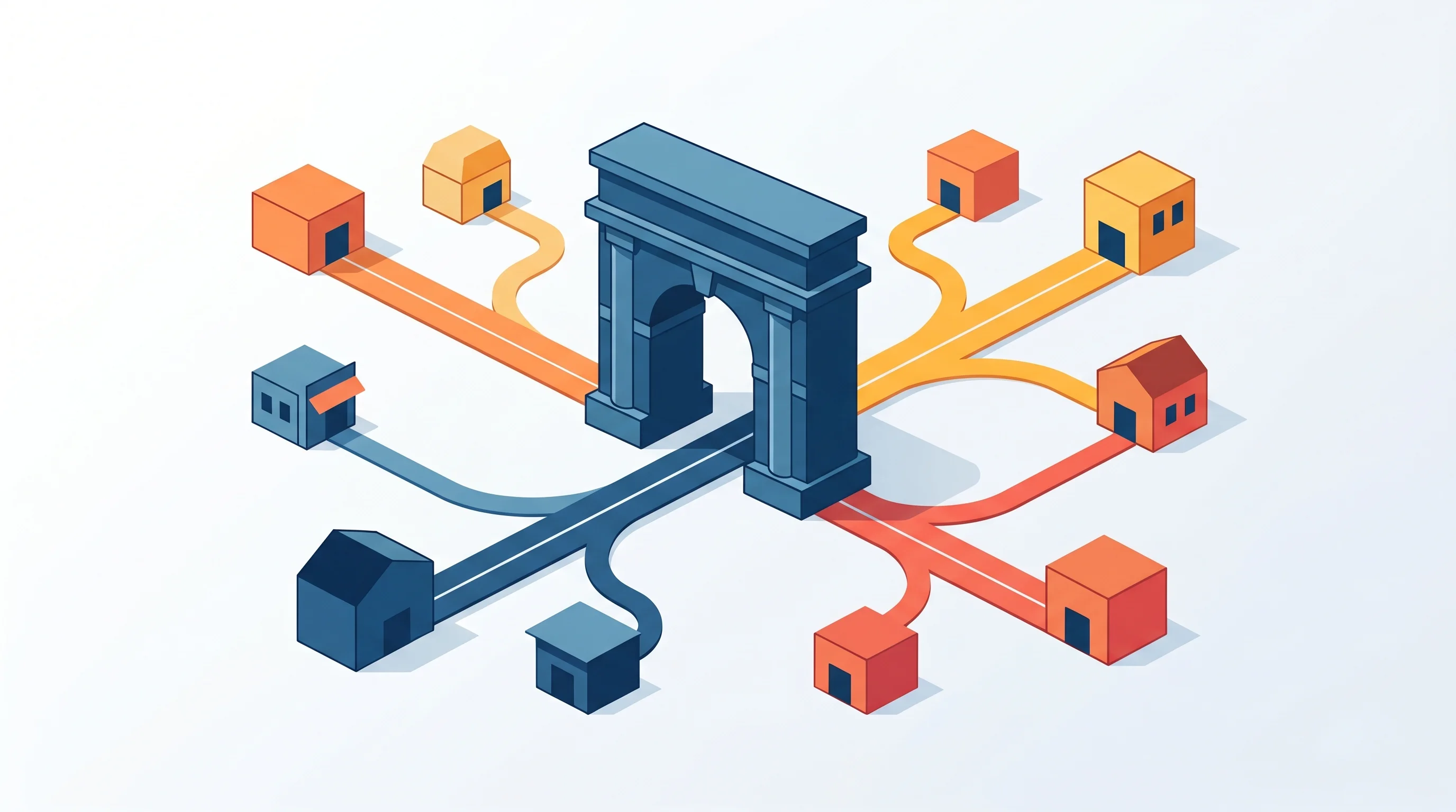 Digital illustration for article section "The Broader Picture" in "CredibleX Raises $15M Series A to Scale Embedded SME Finance in MENA" - A conceptual, minimalist illustration representing a broad financing marketplace connecting small bu...