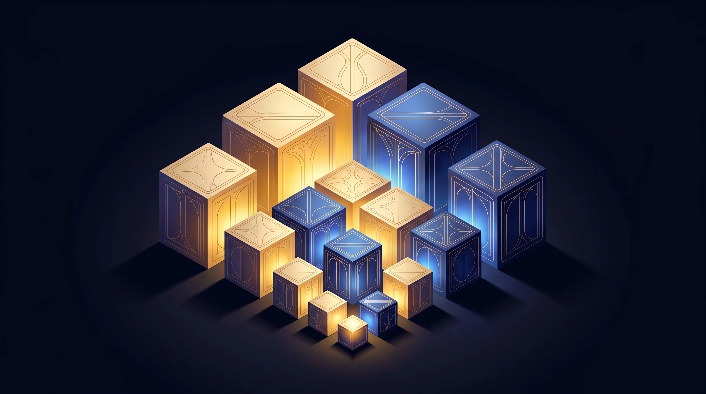Digital illustration for article section "From Pilot to Production" in "Enaxiom Raises $1.8M to Slash AI Data Center Water & Energy Use" - A conceptual, modern representation of modular energy systems scaling up from a small prototype to m...