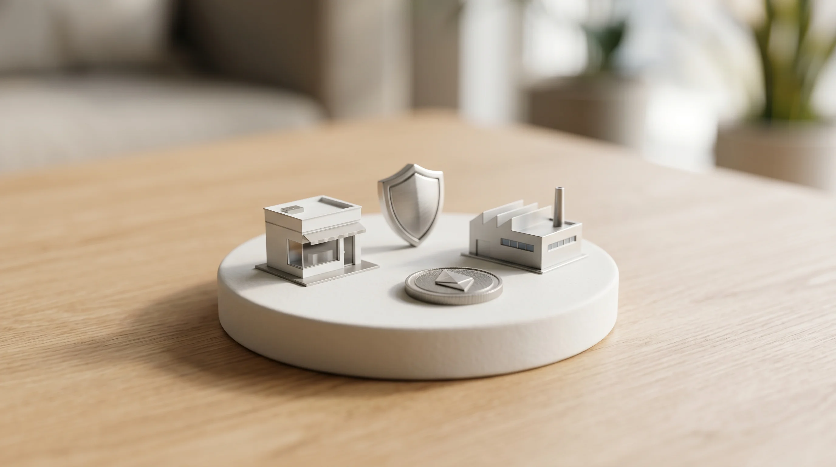 Digital illustration for article section "Who's Actually Using This?" in "OpsMill Raises $14M Series A for Infrastructure Data Platform" - A conceptual, modern miniature world scene capturing a sleek, minimalist circular podium resting on ...