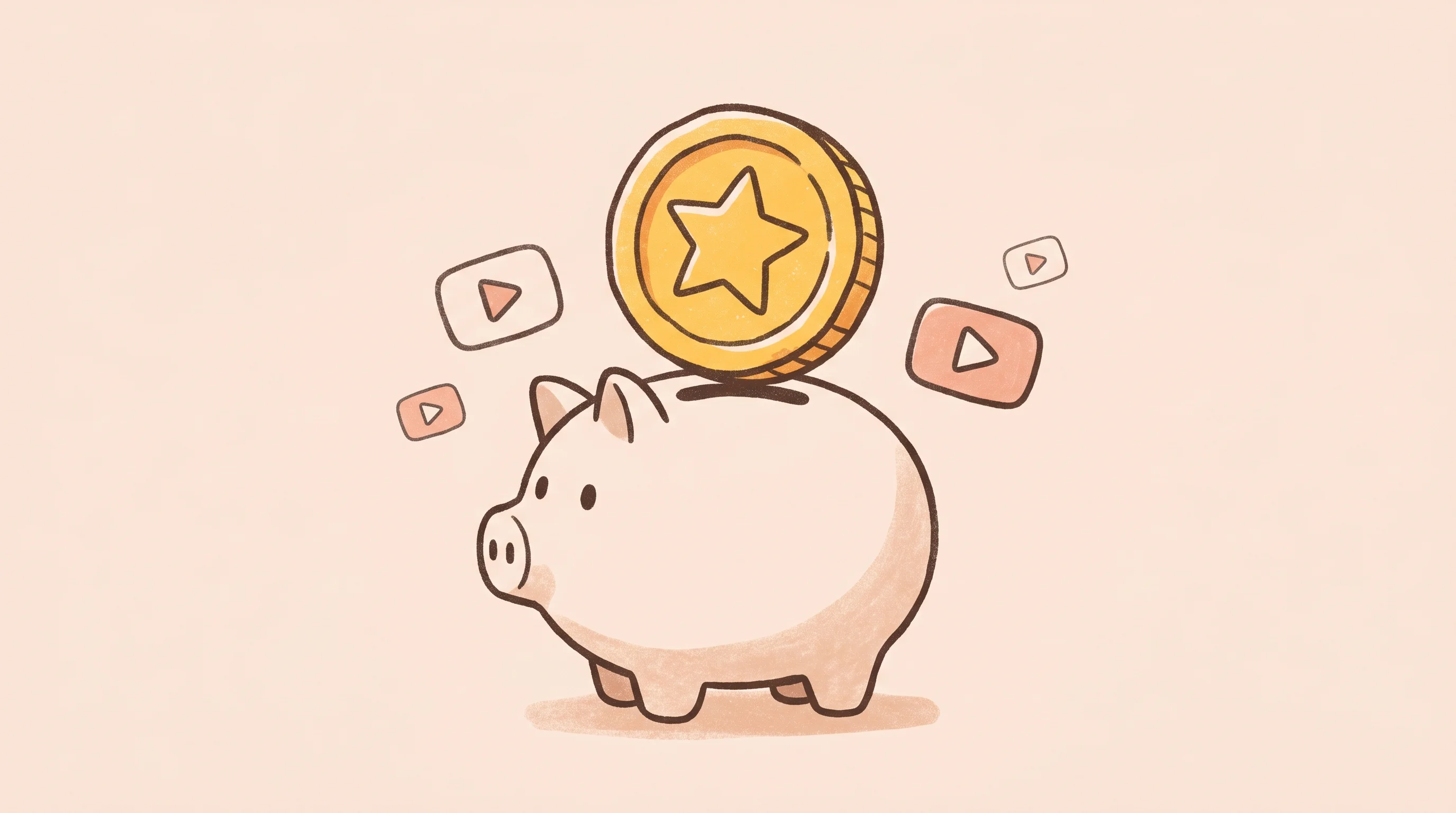 Digital illustration for article section "Content Section 3" in "Astrocade's AI Game Builder Snags $56M from Sequoia, Sea" - A cozy, hand-drawn indie illustration of an oversized, playful golden arcade token adorned with a st...
