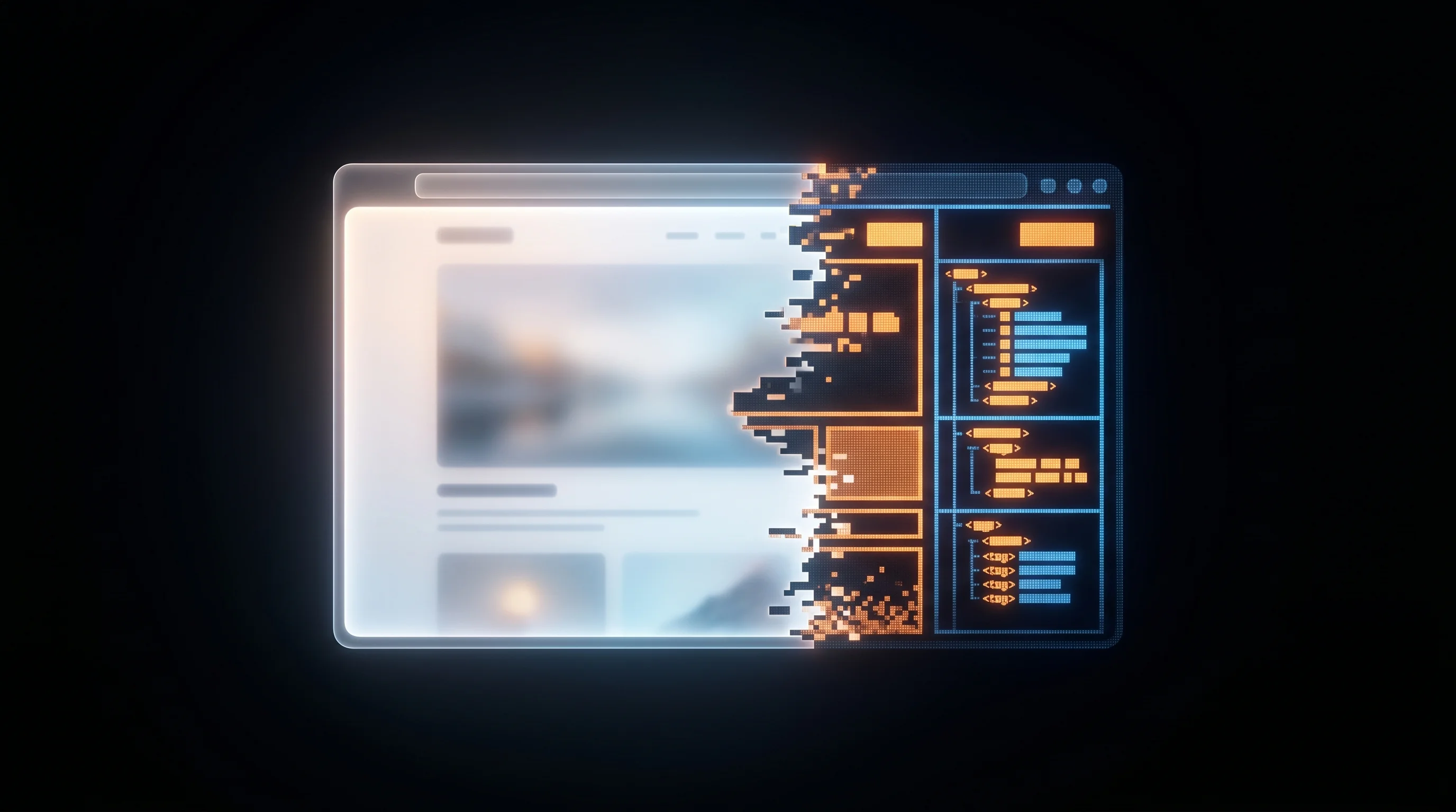 Digital illustration for article section "The Semantic Versus Visual Divide" in "YC-Backed StableBrowse Launches Semantic Browser for AI Agents" - A conceptual, minimalist representation of the semantic versus visual divide in automated web browsi...