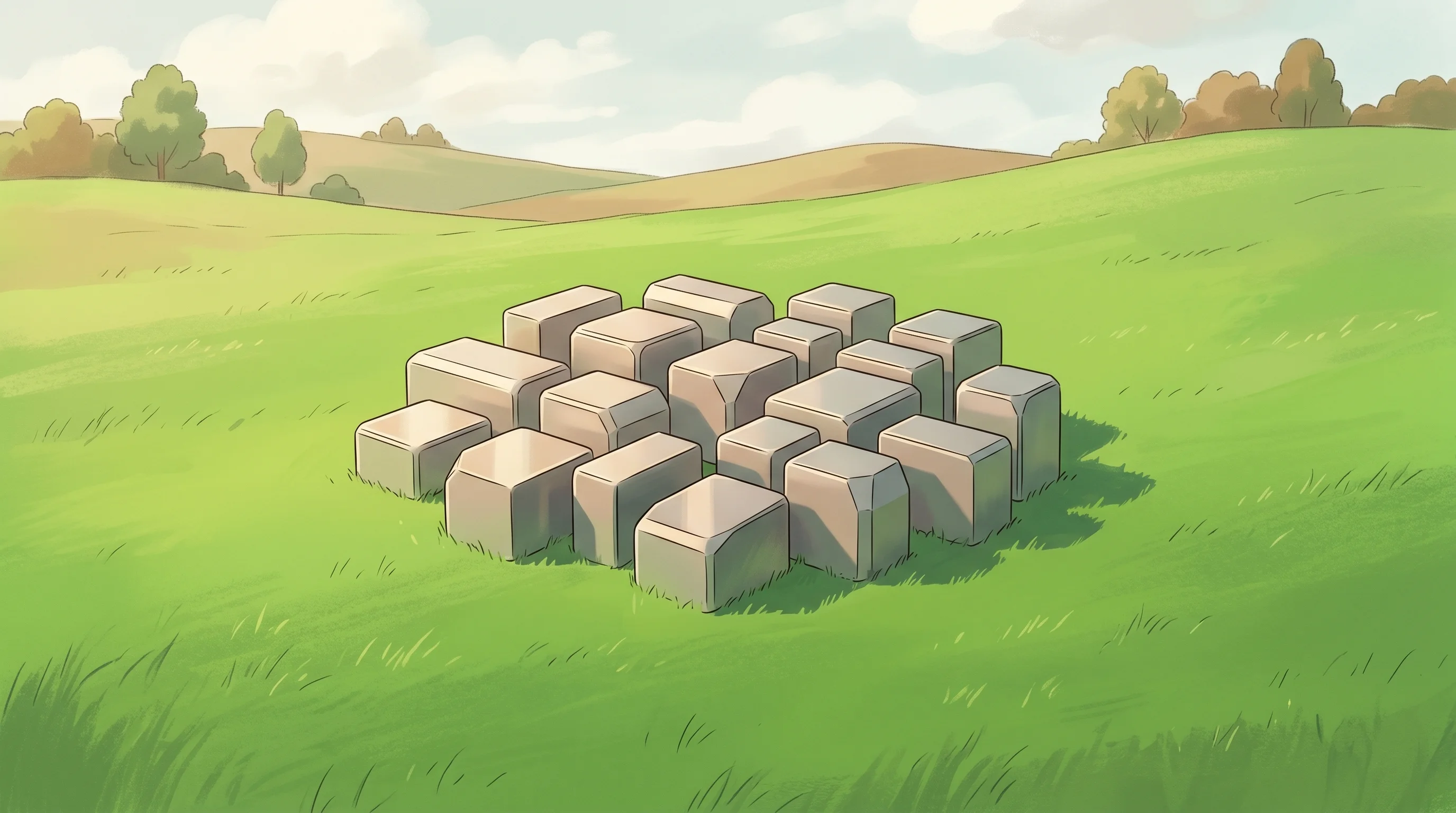 Digital illustration for article section "A Suddenly Crowded Field" in "YC-Backed Fuchsia Uses AI to Cut Hardware Compliance from Months to Weeks" - A serene, minimalist illustration of a suddenly crowded field representing a congested market, featu...