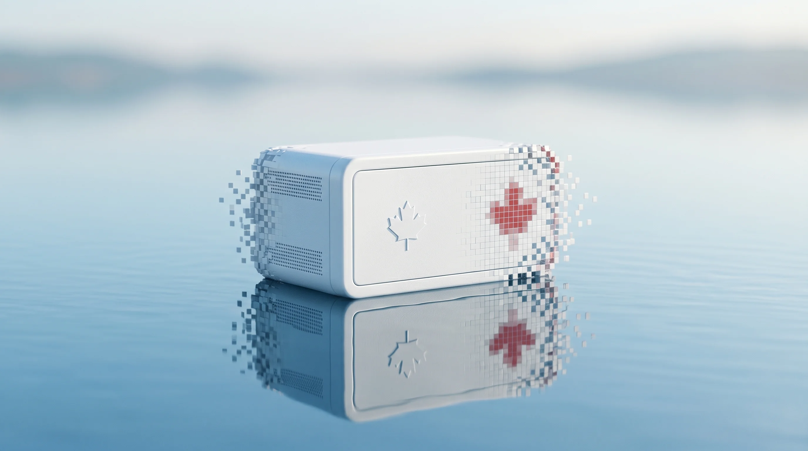 Digital illustration for article section "The Canadian Angle" in "Klarify Enters Crowded Mental Health AI Race with 'OS' Platform" - A clean, minimal, and conceptual representation of Canadian data residency featuring a single, sleek...