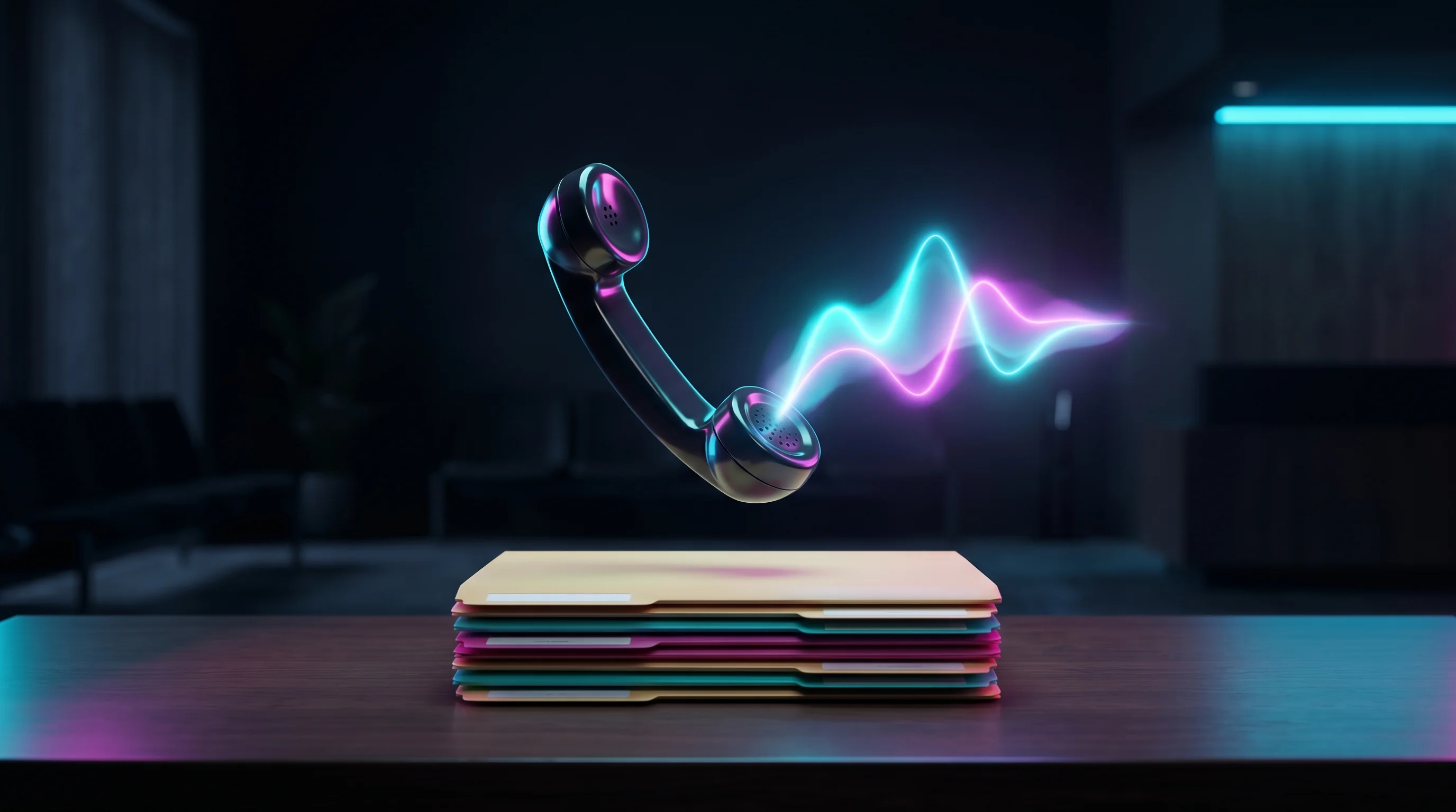 Digital illustration for article section "AI Agents in the Waiting Room" in "Basata Raises $21M Series A to Automate Healthcare's Fax Problem" - A minimalist and conceptual representation of automated healthcare administration, featuring a sleek...