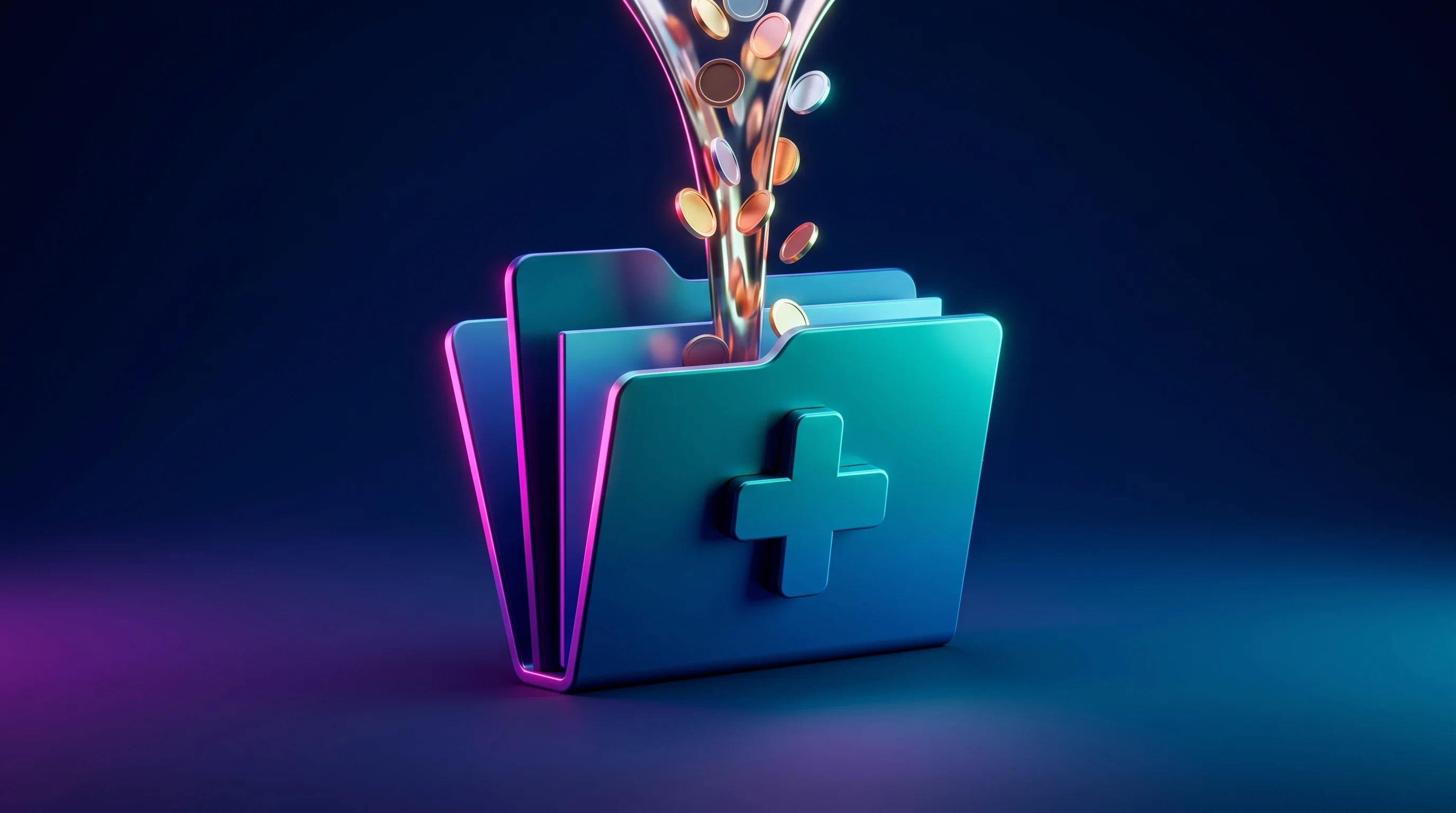 Digital illustration for article section "A Suddenly Crowded Field" in "Basata Raises $21M Series A to Automate Healthcare's Fax Problem" - A sleek, minimalist conceptual image representing the massive influx of capital into healthcare admi...