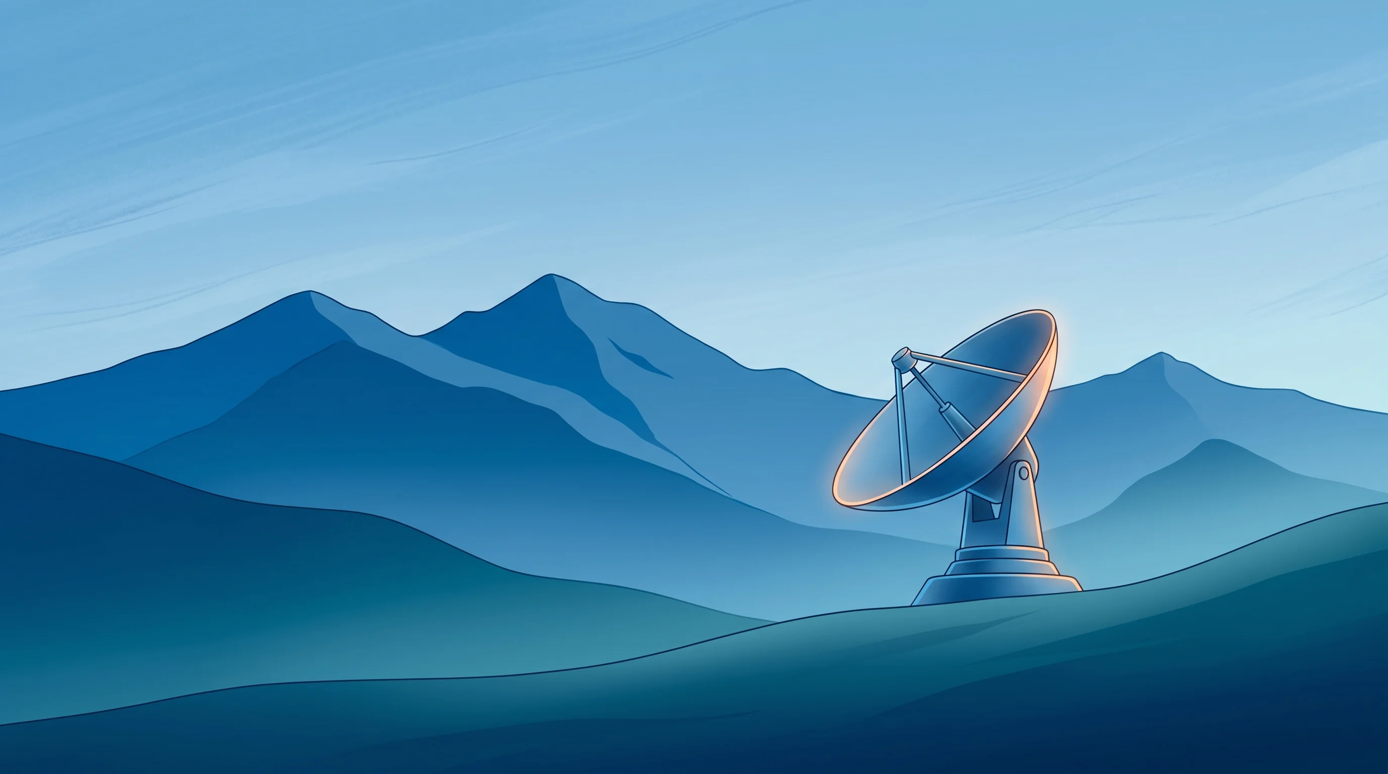 Digital illustration for article section "Denver, Not Silicon Valley" in "Quindar Raises $18M Series A to Build Classified Space Ops Center" - A minimalist and conceptual representation of the Denver landscape serving as a modern crossroads fo...