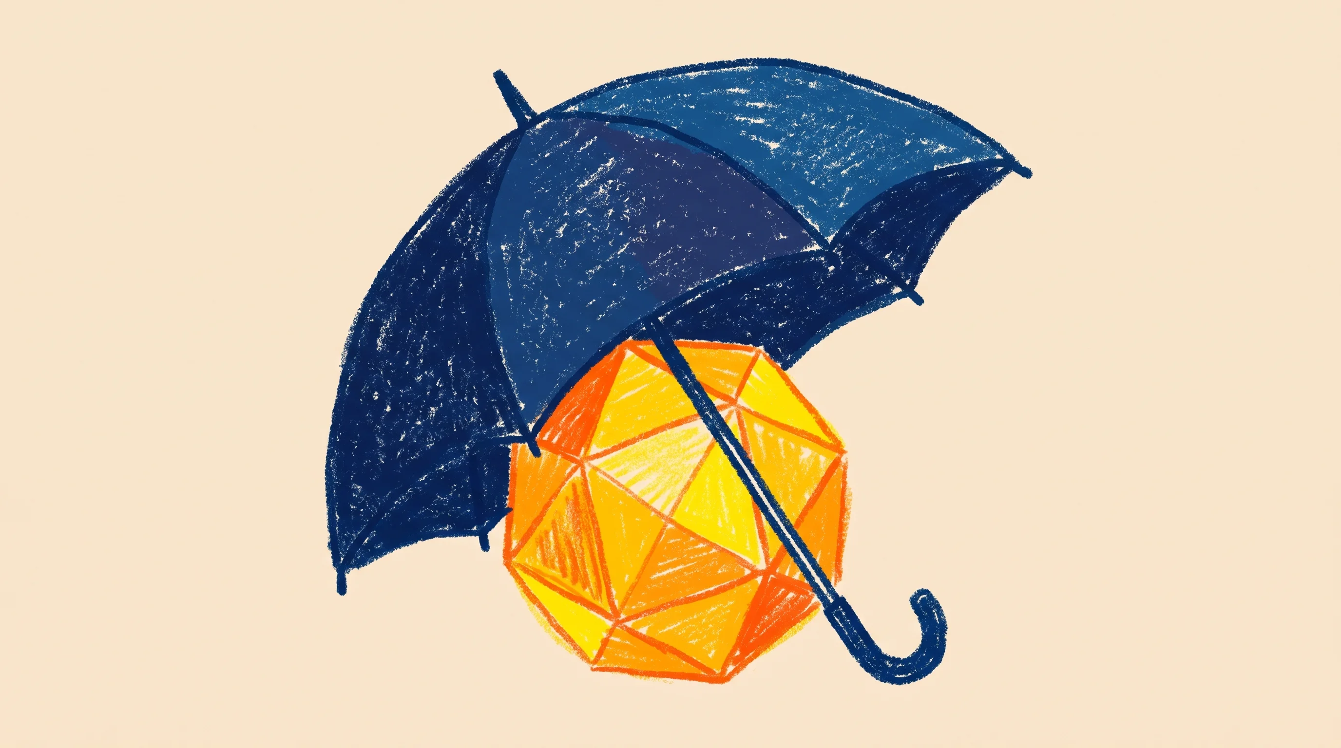 Digital illustration for article section "Lloyd's appetite for novel risk" in "Insurers Rush to Cover AI Risks as Startups Launch Liability Products" - A conceptual and minimal illustration representing traditional insurance backing for novel, modern r...