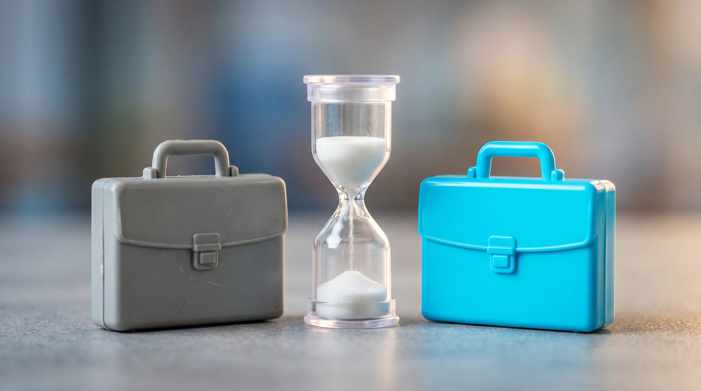 Digital illustration for article section "Timing and the Generational Handoff" in "Marloo Raises $10M to Build AI Operating System for Financial Advisors" - A macro photography shot of a conceptual miniature scene symbolizing a generational handoff in the f...