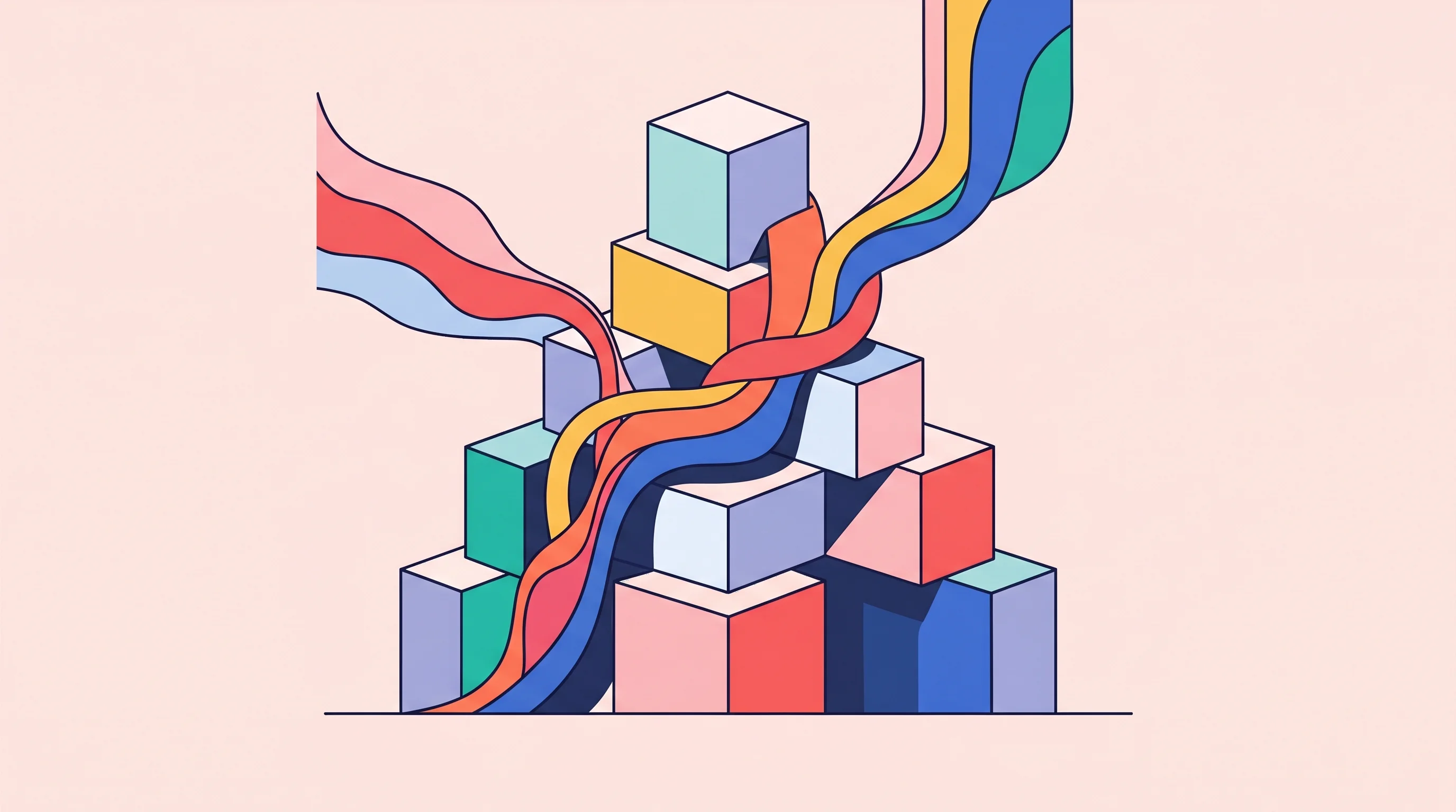 Digital illustration for article section "Building Without Blitzscaling" in "The Chartio Story: How a $3.15M Series A Built a BI Pioneer" - A minimalist and conceptual illustration representing steady, deliberate growth and the careful inte...