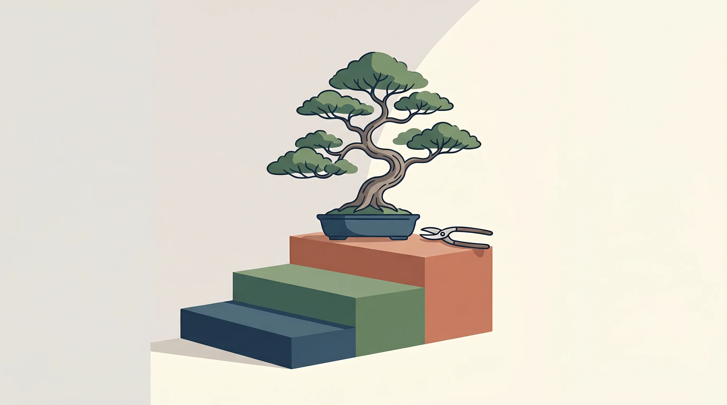 Digital illustration for article section "What Restraint Looks Like" in "The Chartio Story: How a $3.15M Series A Built a BI Pioneer" - A minimalist, conceptual illustration representing measured business growth and financial restraint,...