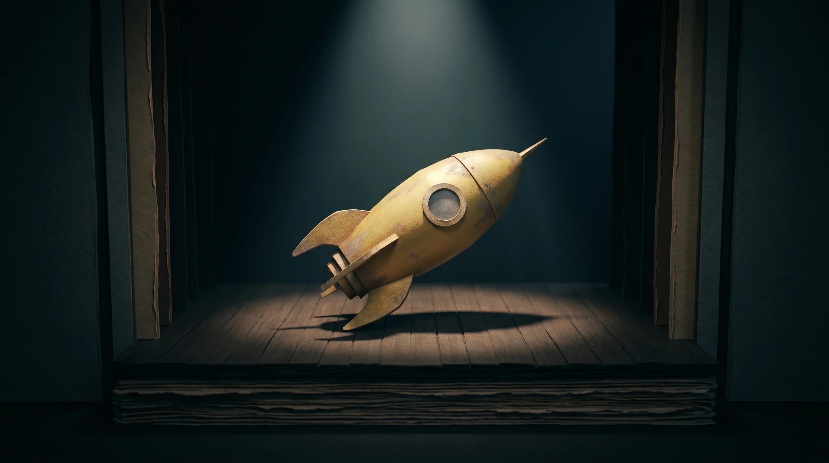 Digital illustration for article section "Thematic Investing's Second Act?" in "Corgi Funds Launches 34 ETFs in Single Day, Shattering Industry Records" - A conceptual, highly textured 3D papercraft diorama illustrating the rise and fall of thematic inves...