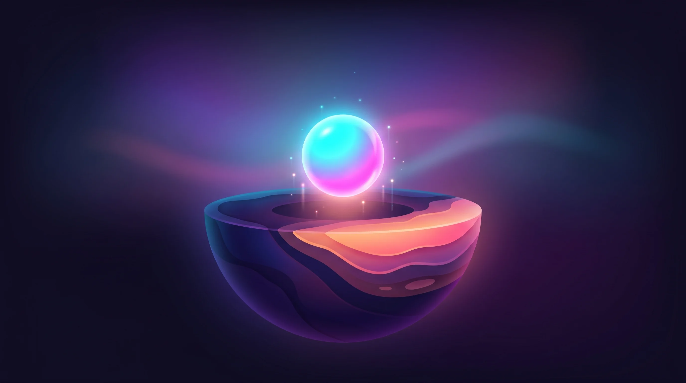 Digital illustration for article section "A Sector Beginning to Stir" in "Mantle8 Raises €31M Series A to Unlock Natural Hydrogen Reserves" - A clean, minimalist conceptual representation of an awakening geological energy sector, featuring a ...
