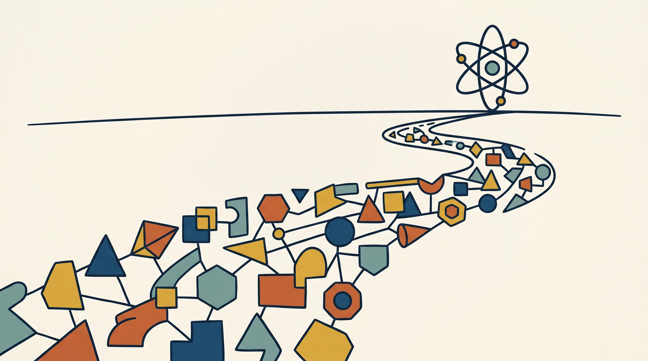 Digital illustration for article section "The Path Ahead" in "Abbott Leads $55M Round in Quantum Healthcare Startup NVision" - A clean, minimal conceptual illustration of a winding pathway stretching toward a stylized, elegant ...