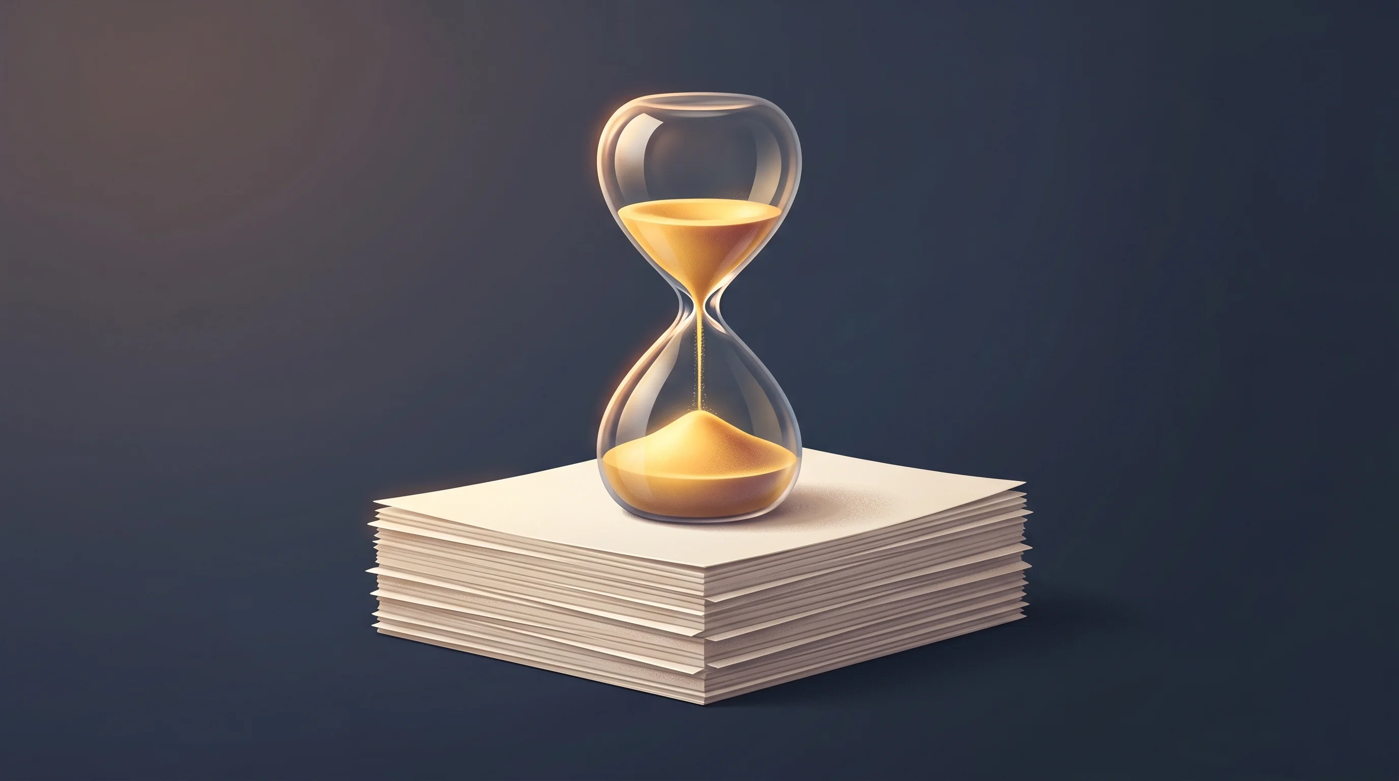 Digital illustration for article section "The Bet" in "Secludy AI Raises $4M to Unlock Fintech Data for AI Without Privacy Risk" - A clean, minimal, and conceptual digital illustration of a sleek, smoothly flowing hourglass resting...