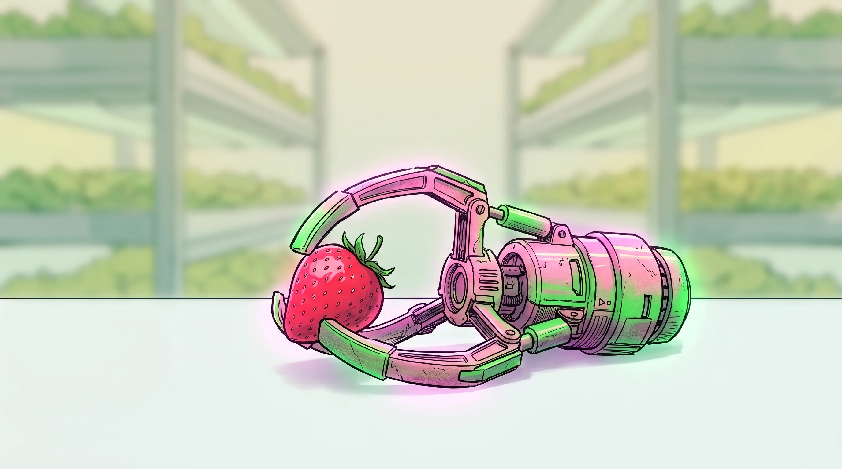 Digital illustration for article section "Where the Others Went" in "YC's Synphony Launches Strawberry Robots for $3B California Market" - A conceptual, minimalist illustration representing the graveyard of automated strawberry-picking ven...