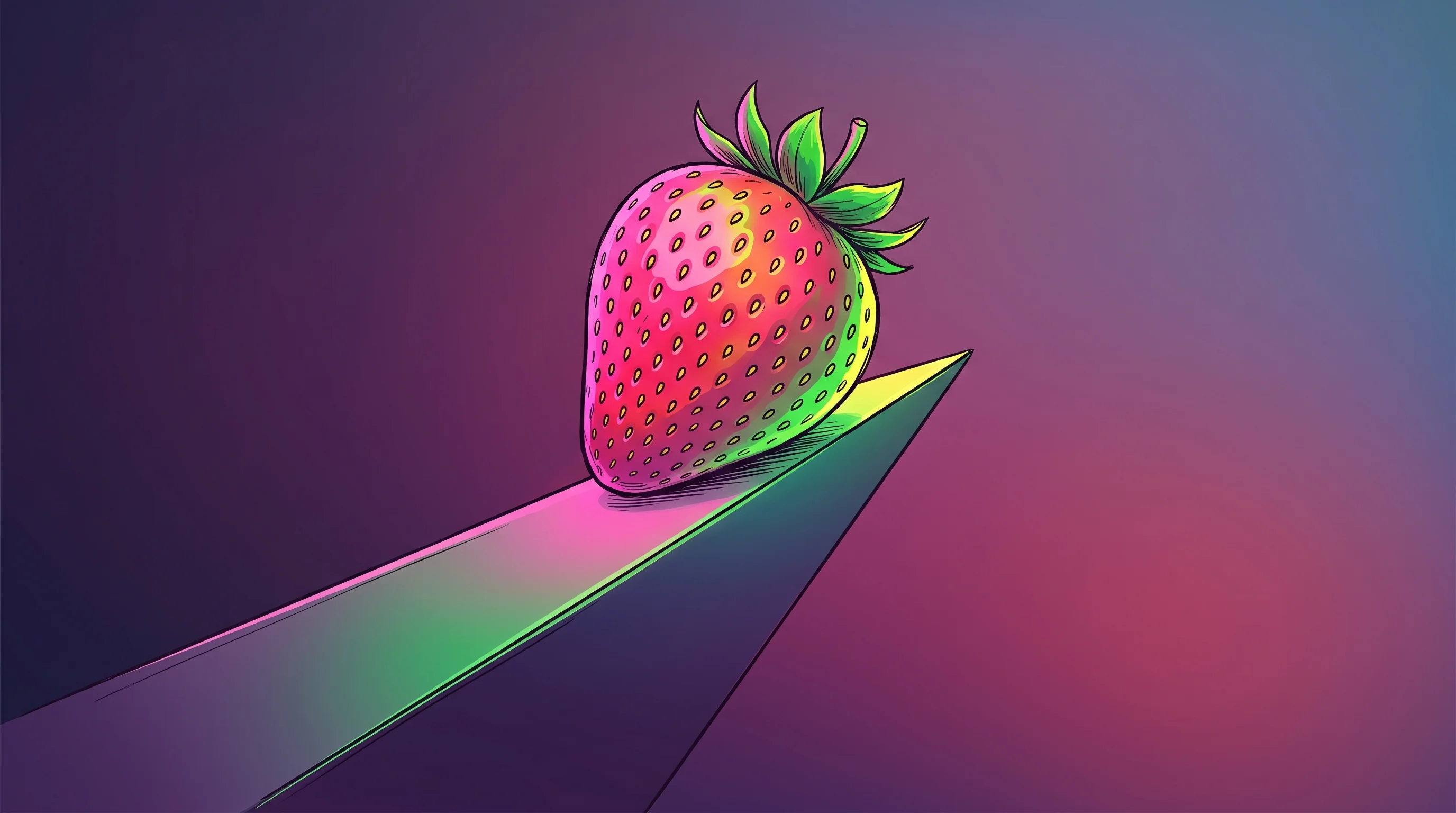 Digital illustration for article section "The California Wedge Gets Narrower" in "YC's Synphony Launches Strawberry Robots for $3B California Market" - A striking, minimalist conceptual illustration of a single, oversized, pristine California strawberr...