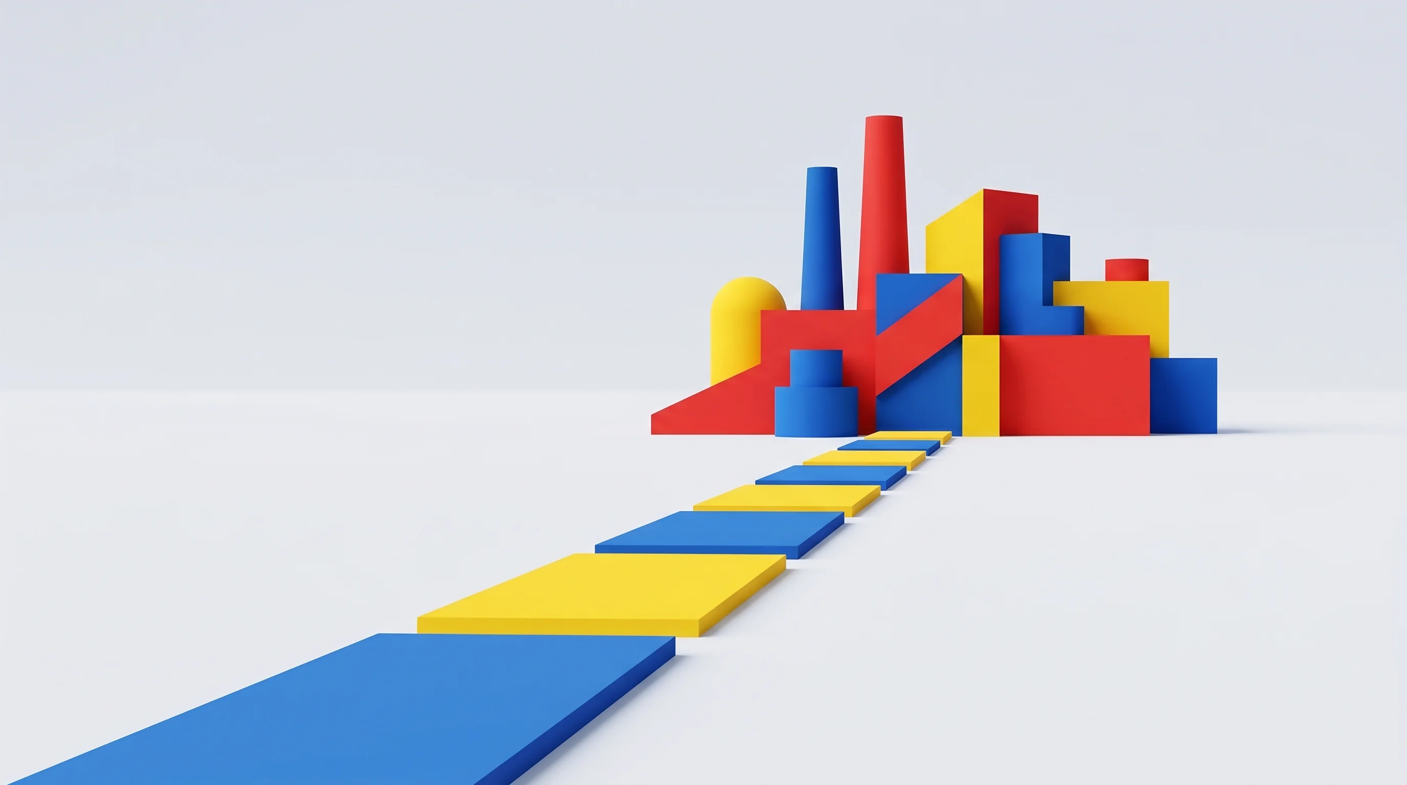 Digital illustration for article section "What Comes Next" in "SiteVue AI Raises $7M Seed to Bring AI Safety to Frontline Workers" - A conceptual and minimalist representation of a startup's future roadmap and growth within the manuf...