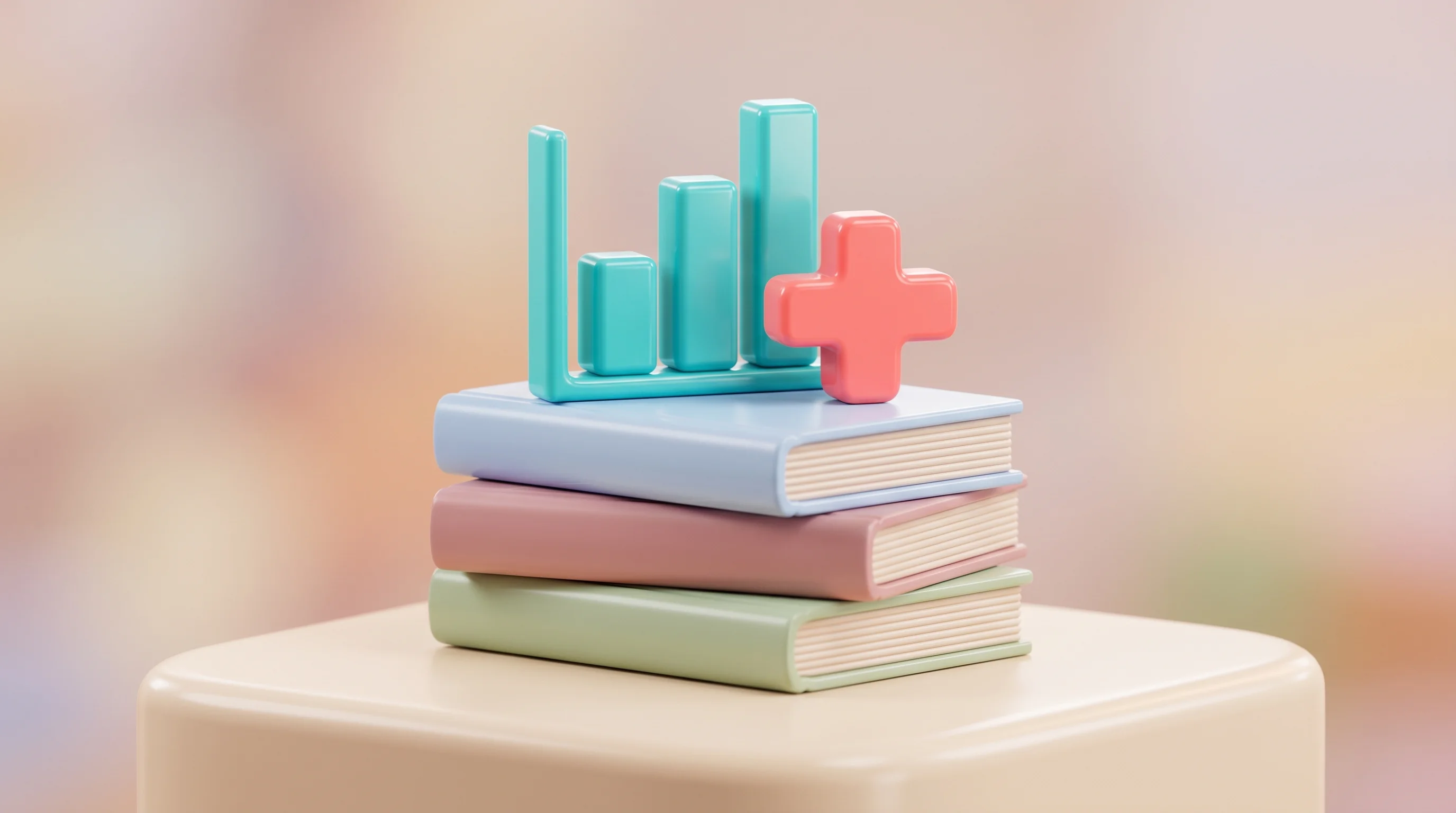 Digital illustration for article section "Academic Pedigree" in "Knit Health Raises $11.6M to Build Clinical AI From Doctor Behavior" - A 3D cartoon miniature model representing academic pedigree in health economics, featuring a clean a...