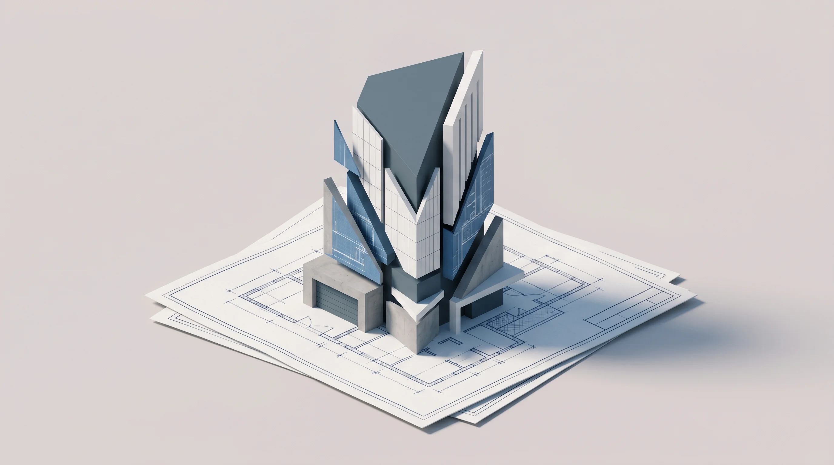 Digital illustration for article section "AI Comes for the Takeoff" in "YC-Backed Rudus Launches AI Takeoff Tool for Concrete Contractors" - A minimalist, conceptual representation of artificial intelligence streamlining construction takeoff...