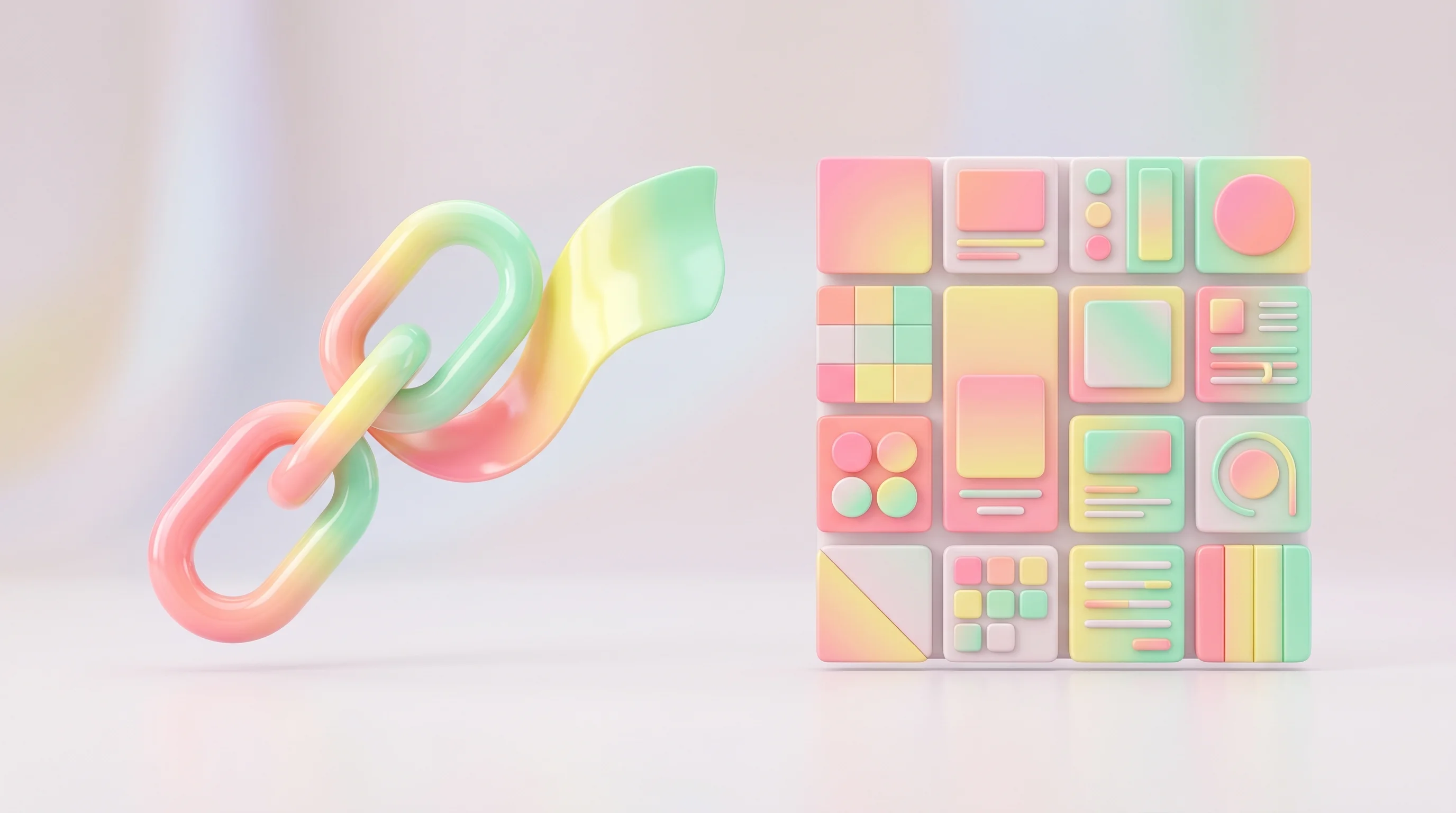 Digital illustration for article section "The Canva Problem" in "YC's Bloom Launches AI Brand OS, Hits 40K Users in Five Months" - A clean, minimalistic 3D composition conceptualizing a modern design rivalry, featuring two contrast...