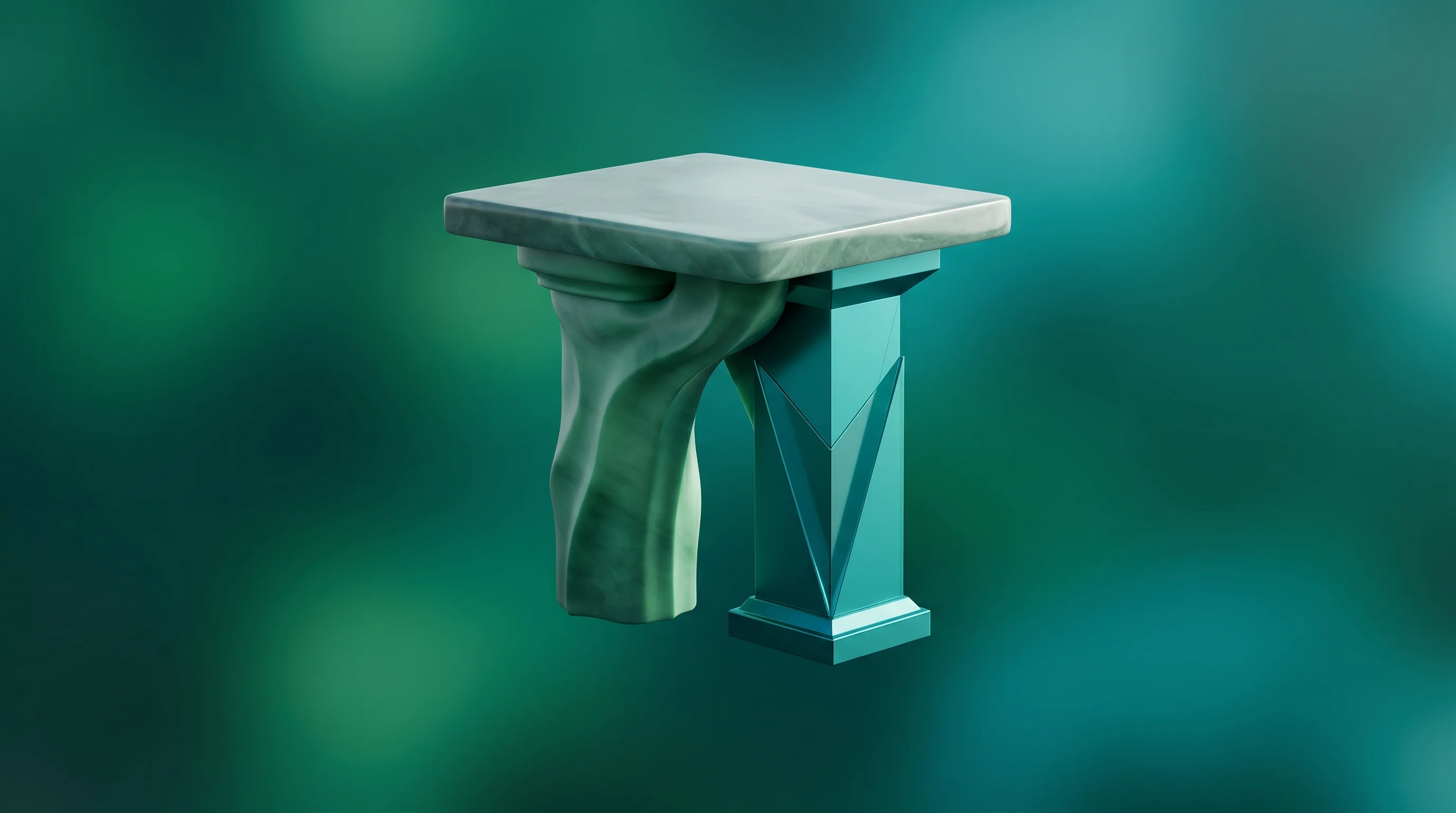 Digital illustration for article section "Who's Building This" in "YC-Backed Harbor Launches AI EDC to Replace Legacy Clinical Trial Systems" - A clean, minimal, and surrealist conceptual artwork representing a two-person founding team building...