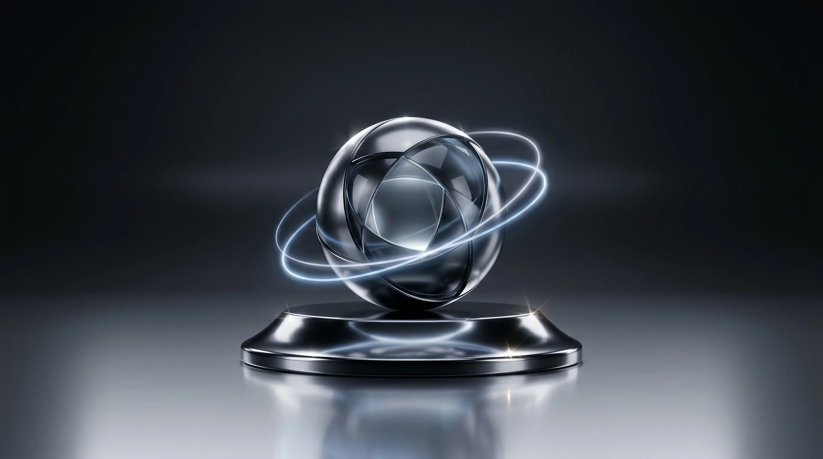 Digital illustration for article section "The Real Bet: Taming AI Agents" in "Arga Labs Launches 'Digital Twins' to Validate AI Agents at Scale" - A sleek, abstract geometric sphere representing an AI agent resting perfectly on a minimalist testin...