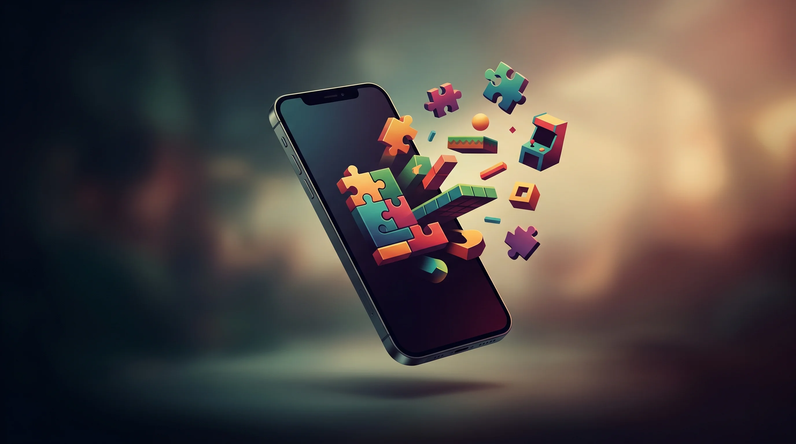 Digital illustration for article section "The Playable Ads Angle" in "YC-Backed Playabl.ai Launches AI Game Builder for No-Code Creators" - A conceptual, minimalist representation of playable ads featuring a sleek, modern smartphone floatin...