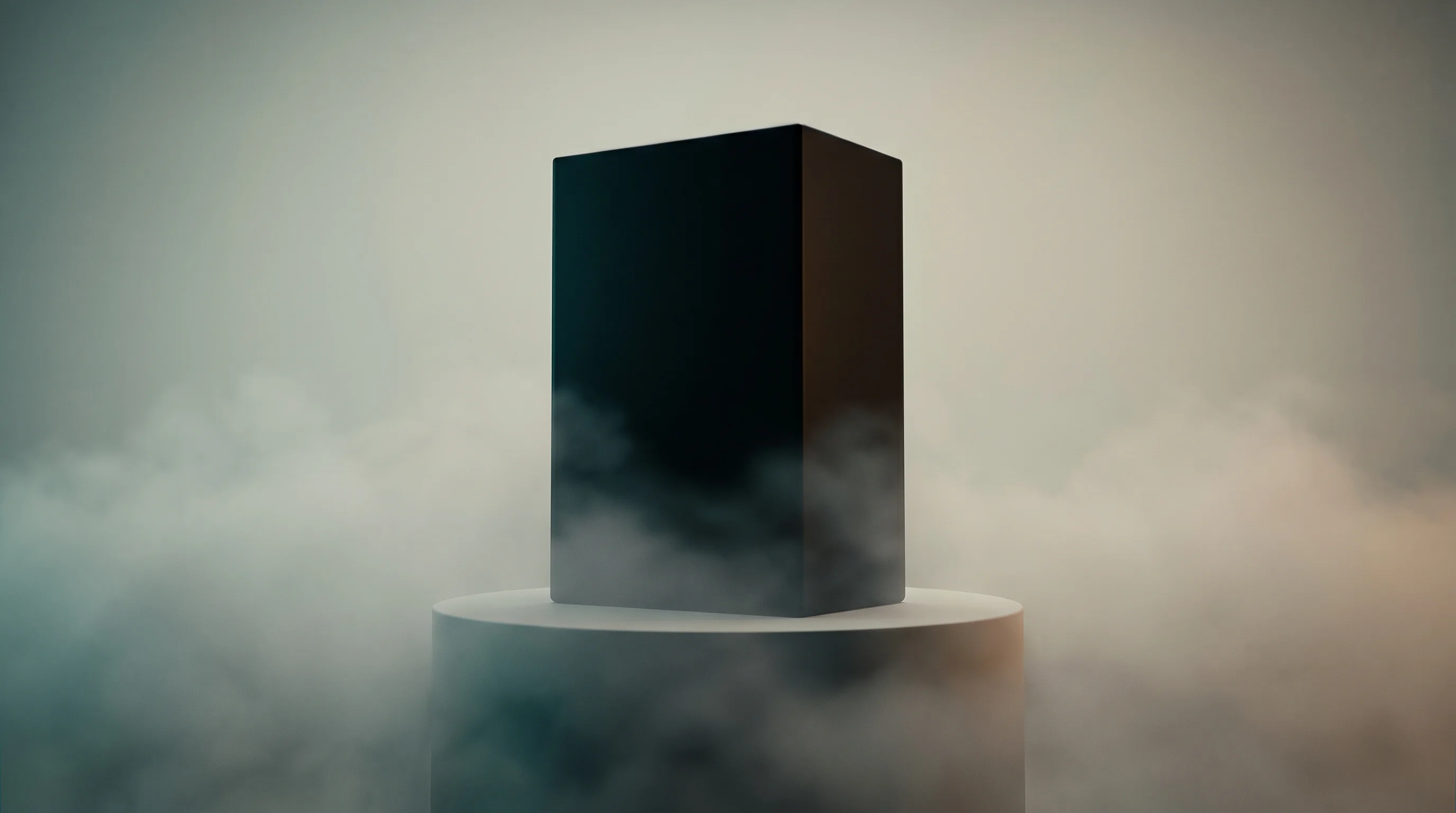 Digital illustration for article section "What We Still Don't Know" in "YC-Backed Playabl.ai Launches AI Game Builder for No-Code Creators" - A conceptual, minimalist image featuring a single, sleek, opaque dark geometric monolith resting on ...