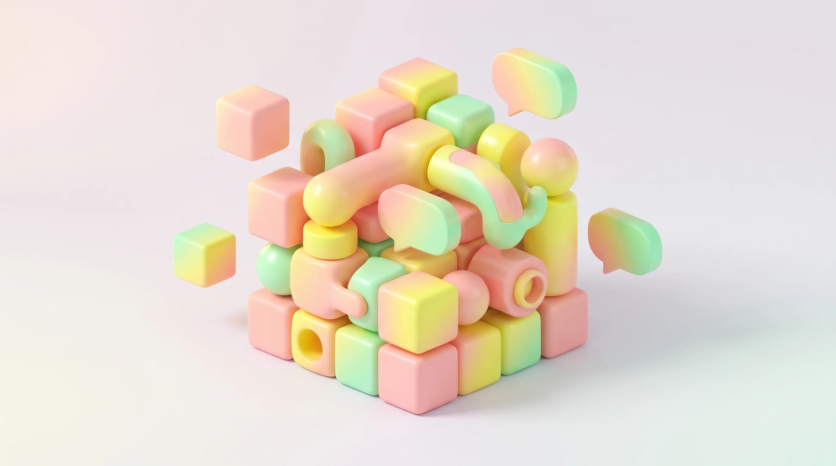 Digital illustration for article section "A Suddenly Crowded Space" in "YC's AgentPhone Launches API to Give Every AI Agent Its Own Phone Number" - A clean, minimal 3D conceptual illustration representing a suddenly crowded space of new infrastruct...