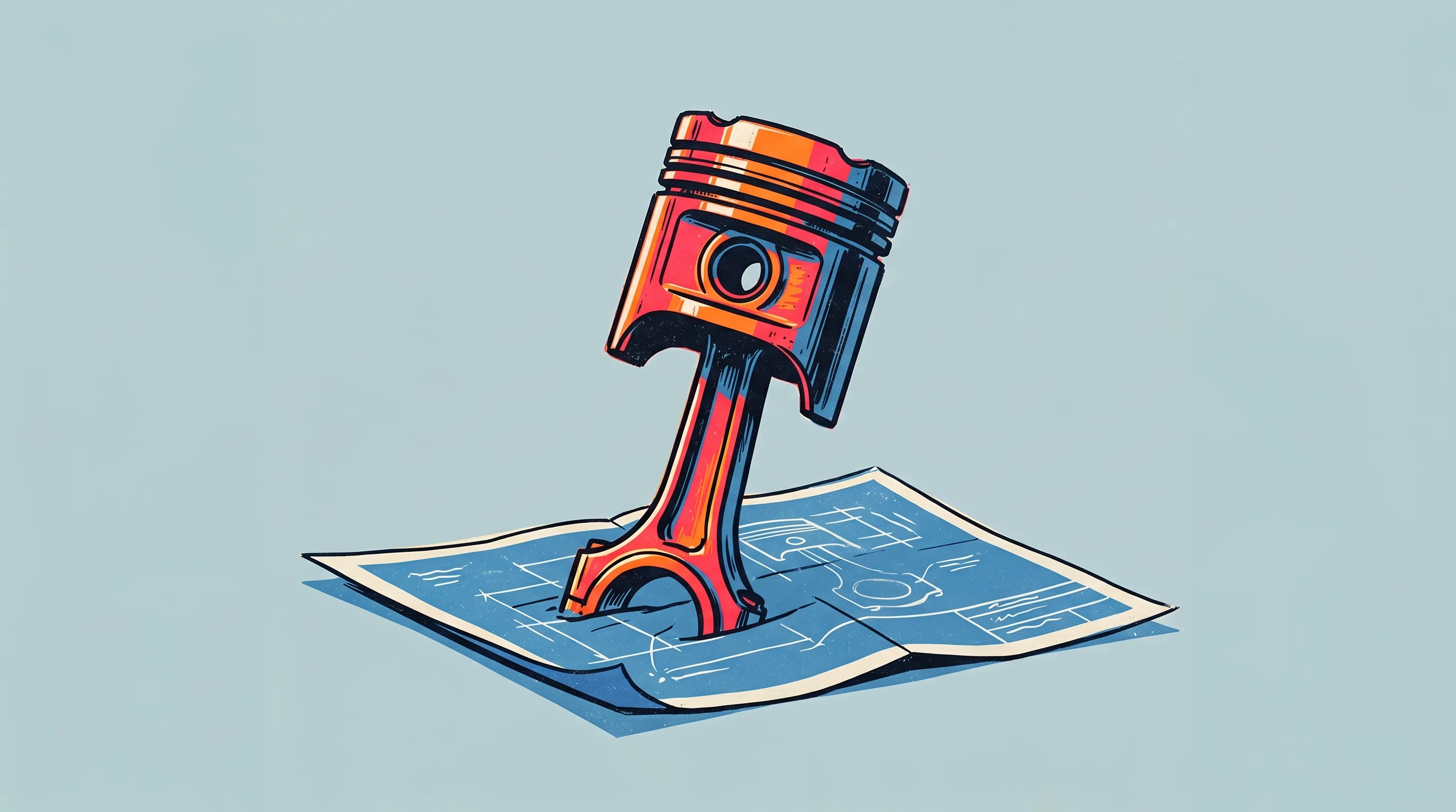 Digital illustration for article section "Durham DNA, Regional Dollars" in "Durham Spinout H2CHP Raises £1.5M for Fuel-Flexible Generators" - A minimalist, conceptual illustration of a single, clean free-piston engine component emerging elega...