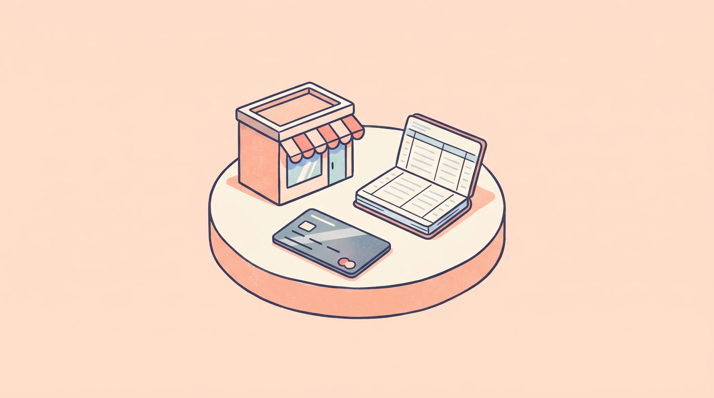 Digital illustration for article section "Three Products, One Platform" in "Exponent Raises $40M to Build Fintech Stack for Franchise Operators" - A clean, minimal conceptual illustration showing a single, unified circular base holding three disti...
