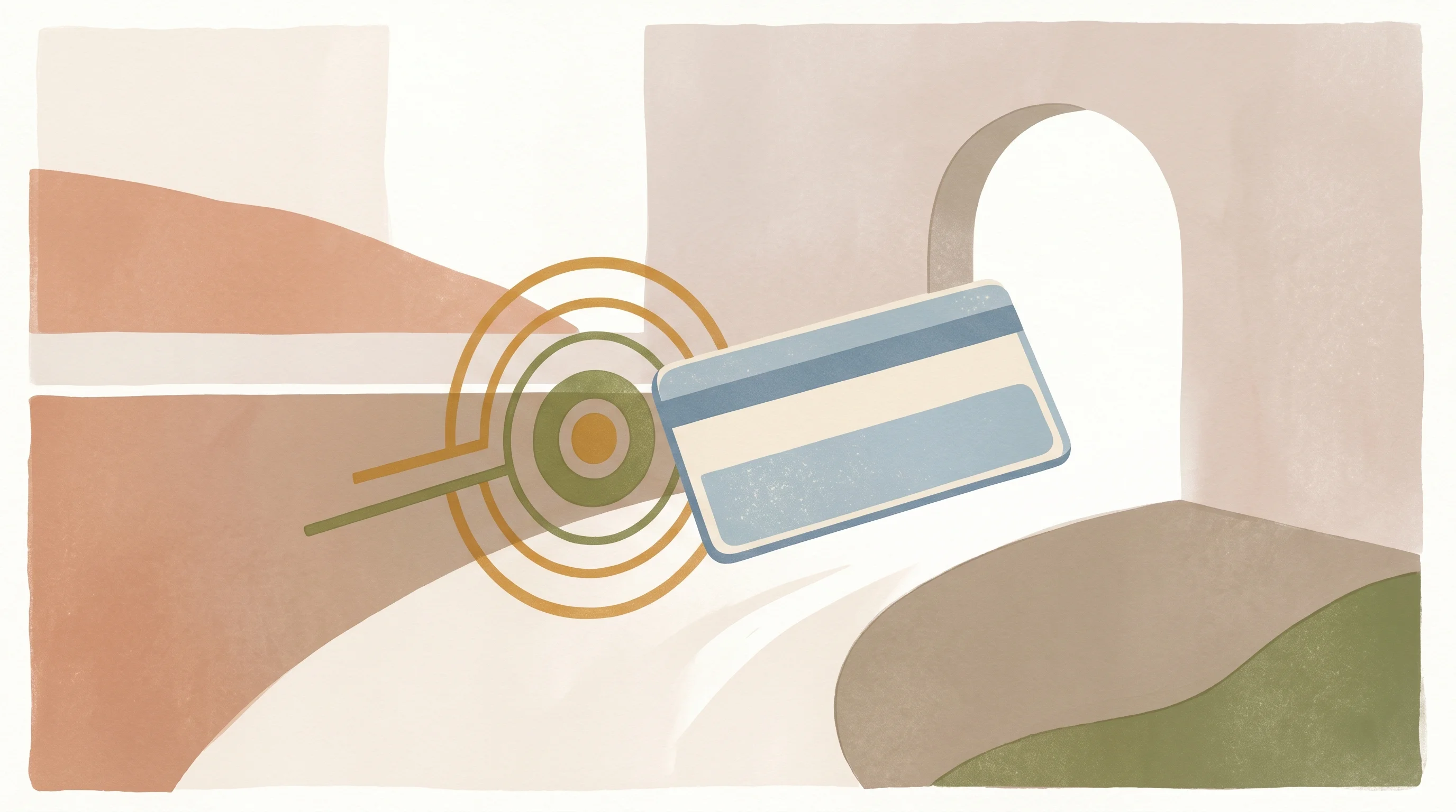 Digital illustration for article section "The Bet Mastercard Is Making" in "Mastercard Enables AI Agents to Make Card Purchases via Lobster" - A conceptual, minimalist illustration representing autonomous AI payment infrastructure, featuring a...