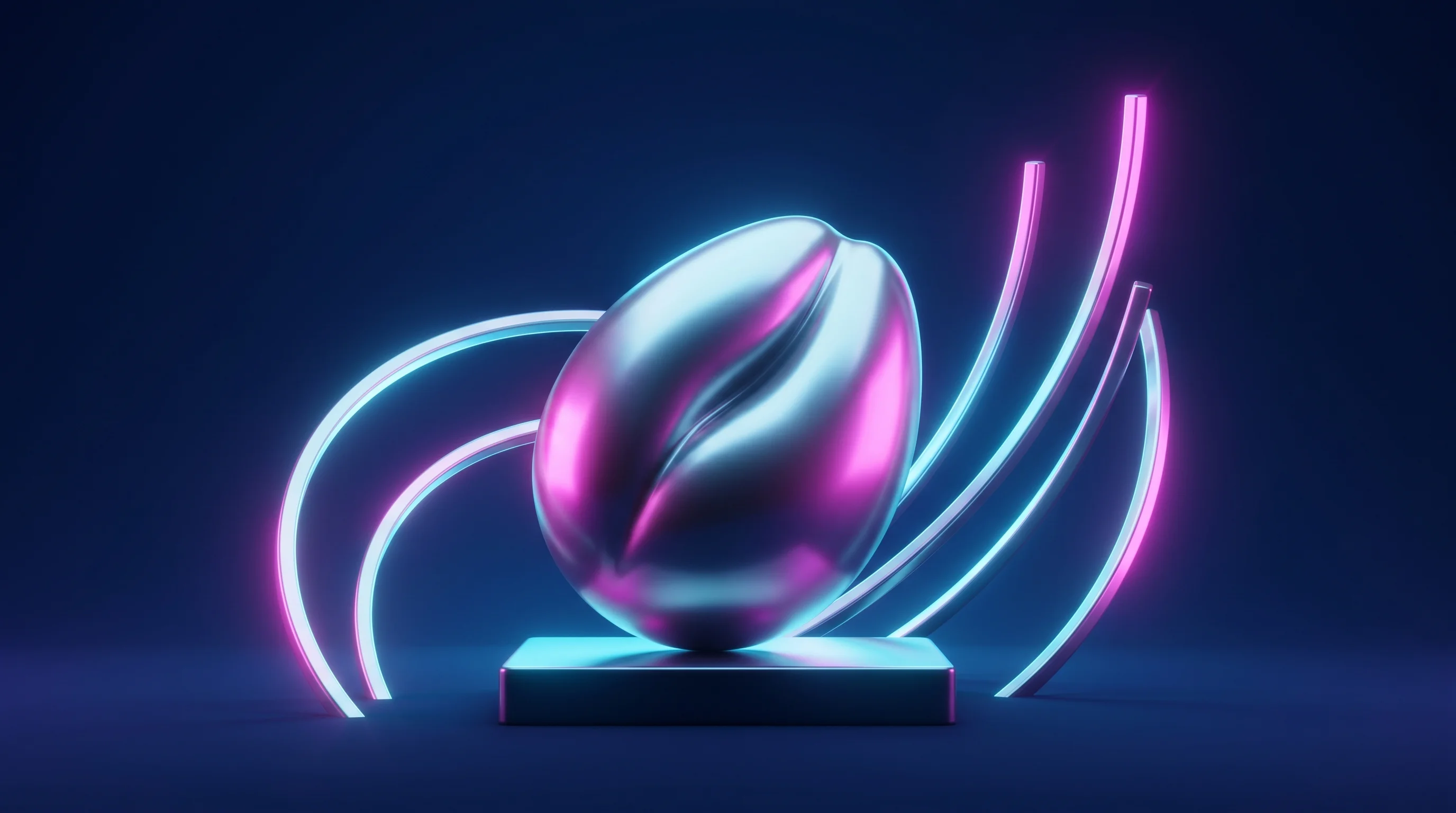 Digital illustration for article section "The Capital Climate—and Its Contradictions" in "DeepMind's David Silver Raises $1.1B to Build AI That Learns Like Humans" - A conceptual, minimalist composition featuring a monumental, abstract metallic seed sculpture restin...
