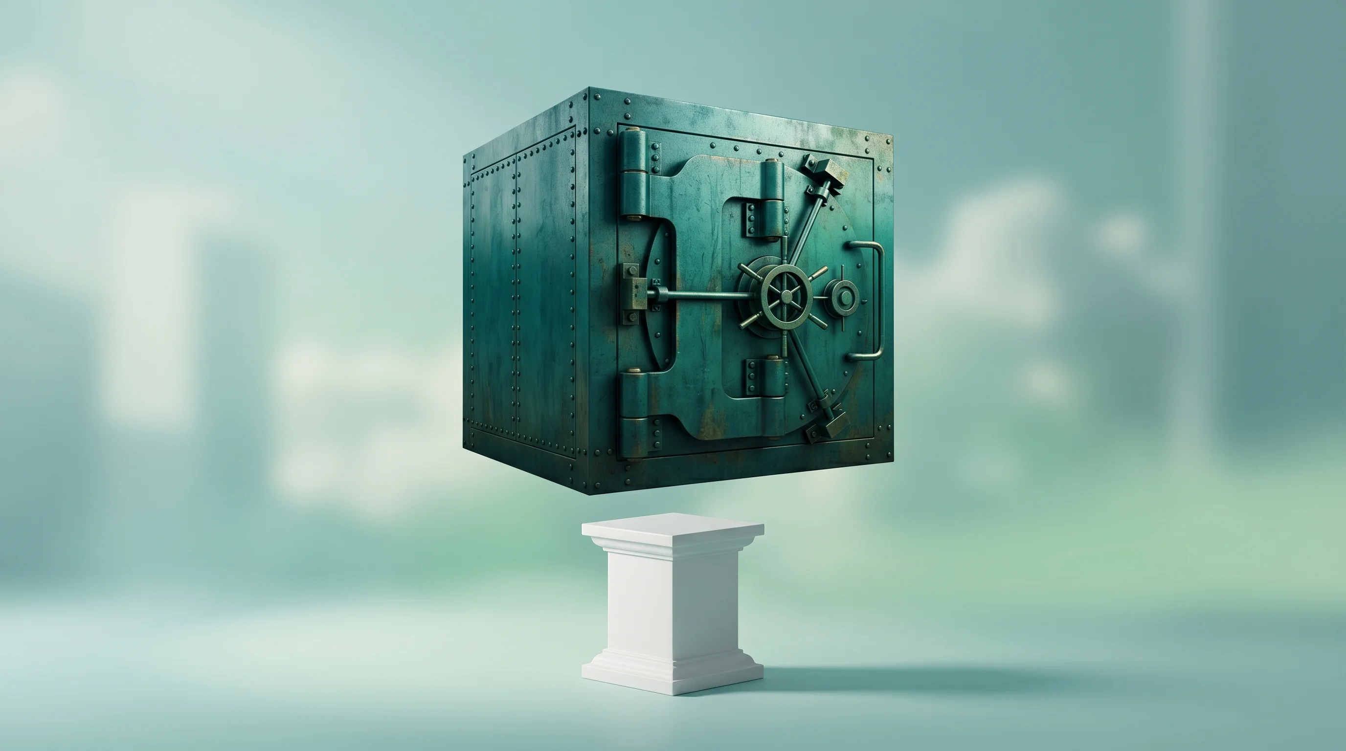 Digital illustration for article section "Big Promises, Small Team" in "YC-Backed Smartbase Automates Order Entry for Metal Manufacturers" - A conceptual, surrealist photography-inspired scene representing the concept of massive ambition fro...
