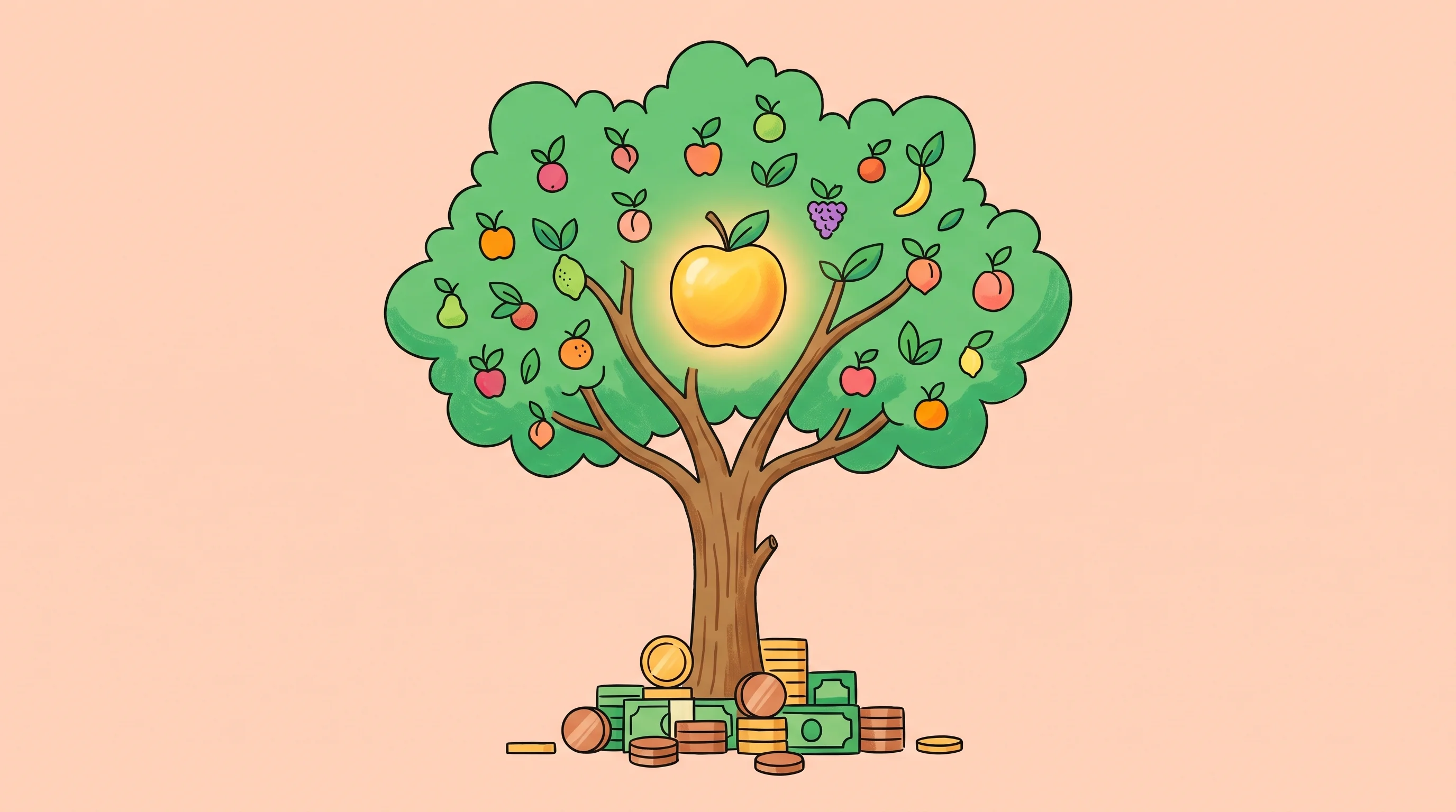 Digital illustration for article section "What Success Would Actually Look Like" in "Qatar Launches $30M Deep Tech Fund Targeting Climate Impact Startups" - A conceptual and minimalist editorial illustration representing a successful investment portfolio, f...