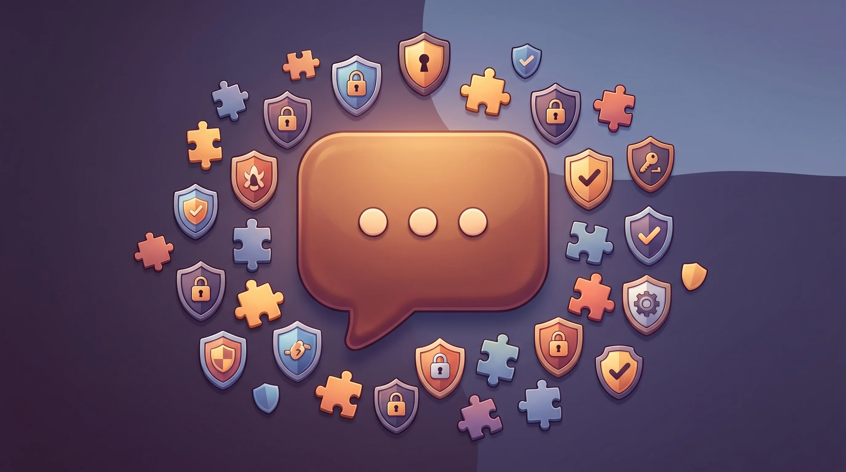 Digital illustration for article section "A Crowded Field Chasing Employees Into Collaboration Tools" in "Herd Security Raises $3M to Embed AI Security Training in Slack" - A clean, minimal, and conceptual digital illustration featuring a large, softly rounded chat bubble ...
