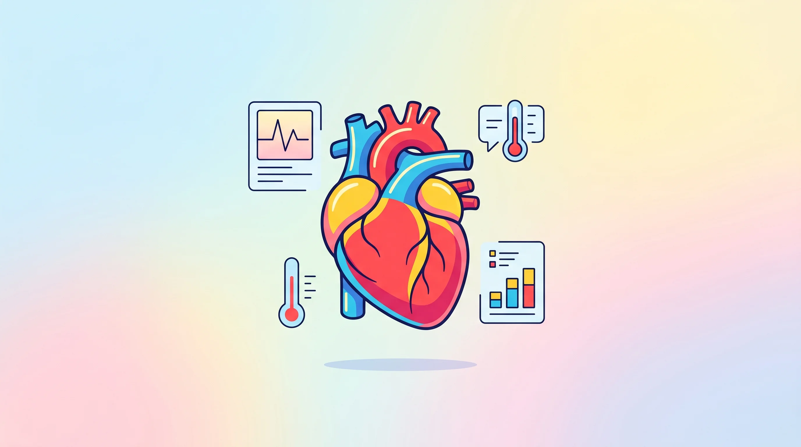 Digital illustration for article section "A Crowded Space, Sort Of" in "Juno's AI Health Assistant Hits $50K MRR Serving 80,000 Patients" - A conceptual illustration representing a landscape of digital health and symptom tracking tools, fea...