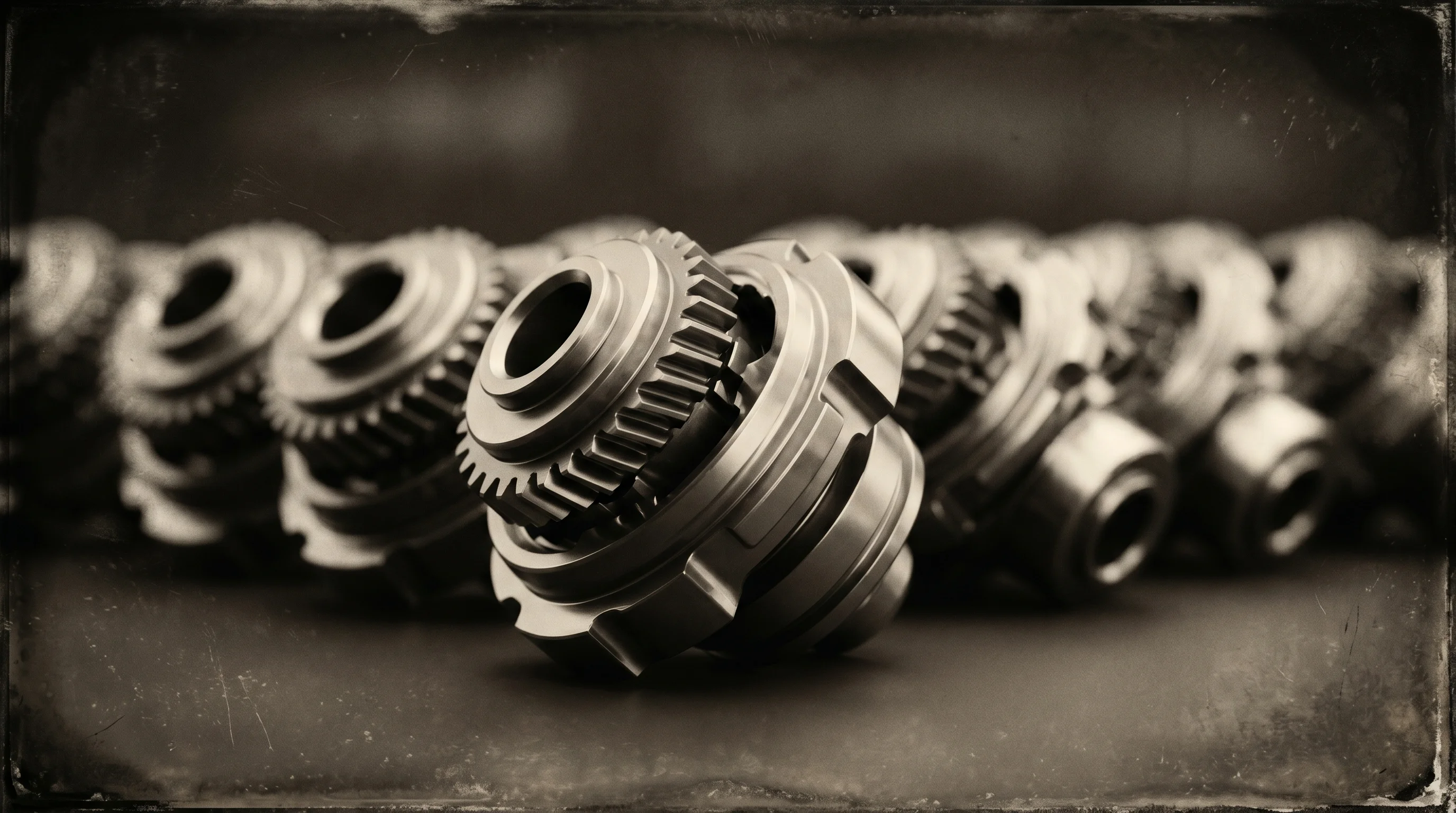 Digital illustration for article section "A Crowded Race" in "YC-Backed Hexa Launches AI Sales Platform for Industrial Distributors" - A conceptual, minimalist still life representing a crowded marketplace of manufacturing solutions, f...