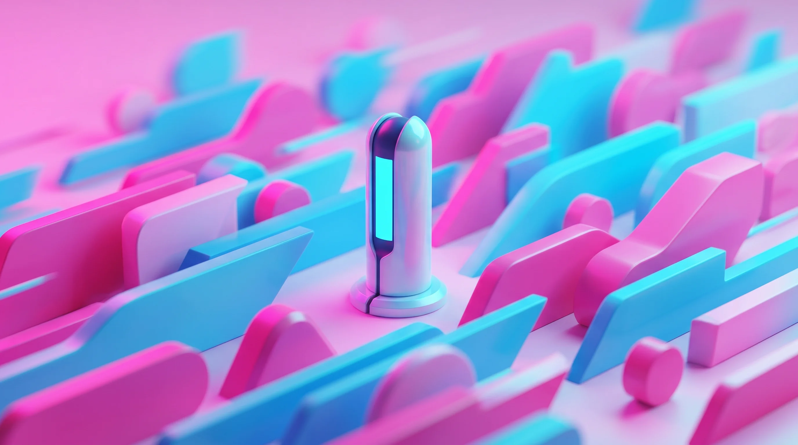 Digital illustration for article section "A Crowded, Fast-Moving Market" in "Ex-Goldman Engineers Launch AI Research Platform for Portfolio Managers" - A conceptual, minimalist representation of a fast-moving, crowded financial market, featuring a sing...