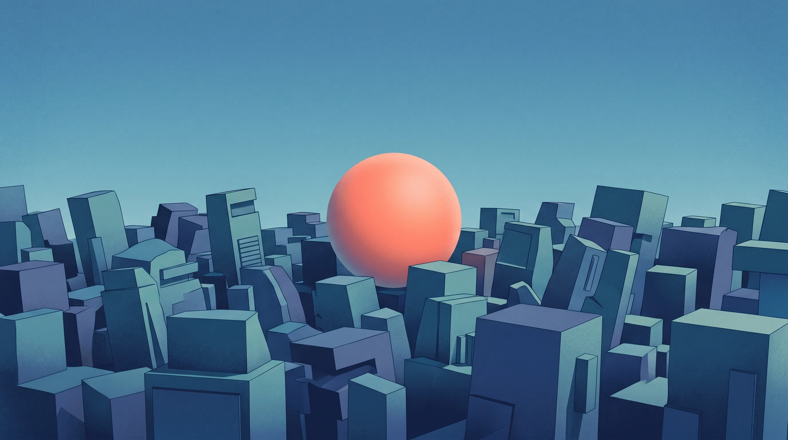 Digital illustration for article section "A Crowded, Suddenly AI-Obsessed Field" in "YC-Backed Prototyping.io Launches AI Platform for Custom Parts" - A conceptual and minimalist scene representing a crowded, suddenly AI-obsessed prototyping industry,...