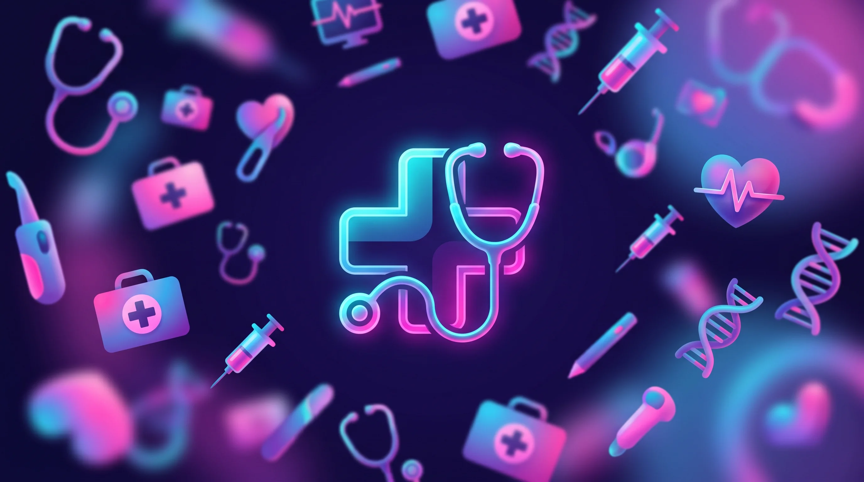 Digital illustration for article section "A Crowded, Chaotic Landscape" in "Circle Medical Founders Launch Clara: AI Primary Care with $12M" - A modern, conceptual representation of a crowded healthcare marketplace, featuring a sleek, stylized...