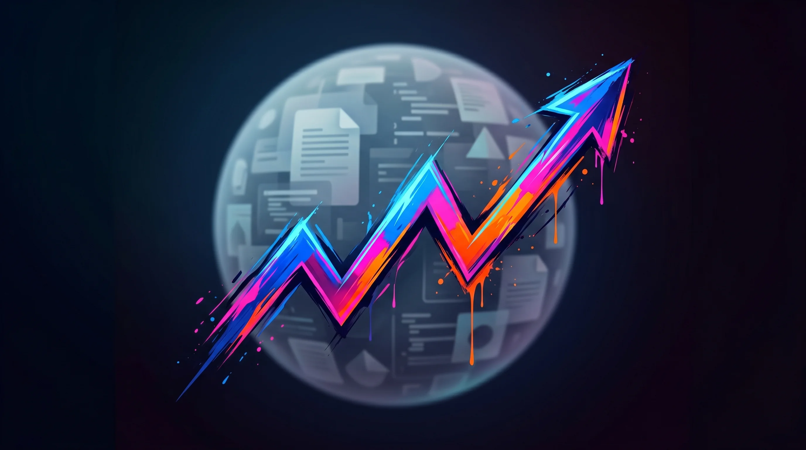 Digital illustration for article section "What Comes Next" in "Nof1 Raises $15M to Train AI Models From Scratch for Trading" - A clean, minimalist conceptual composition featuring a single, dramatic financial market trend line ...