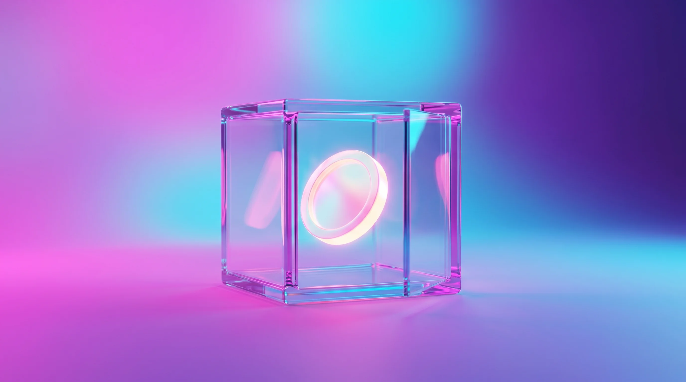 Digital illustration for article section "Customers Who Actually Admit It" in "Eisen Raises $18.5M to Automate Escheatment for Banks and Fintechs" - A minimalist, transparent glass lockbox resting on a smooth, uncluttered surface, its door slightly ...